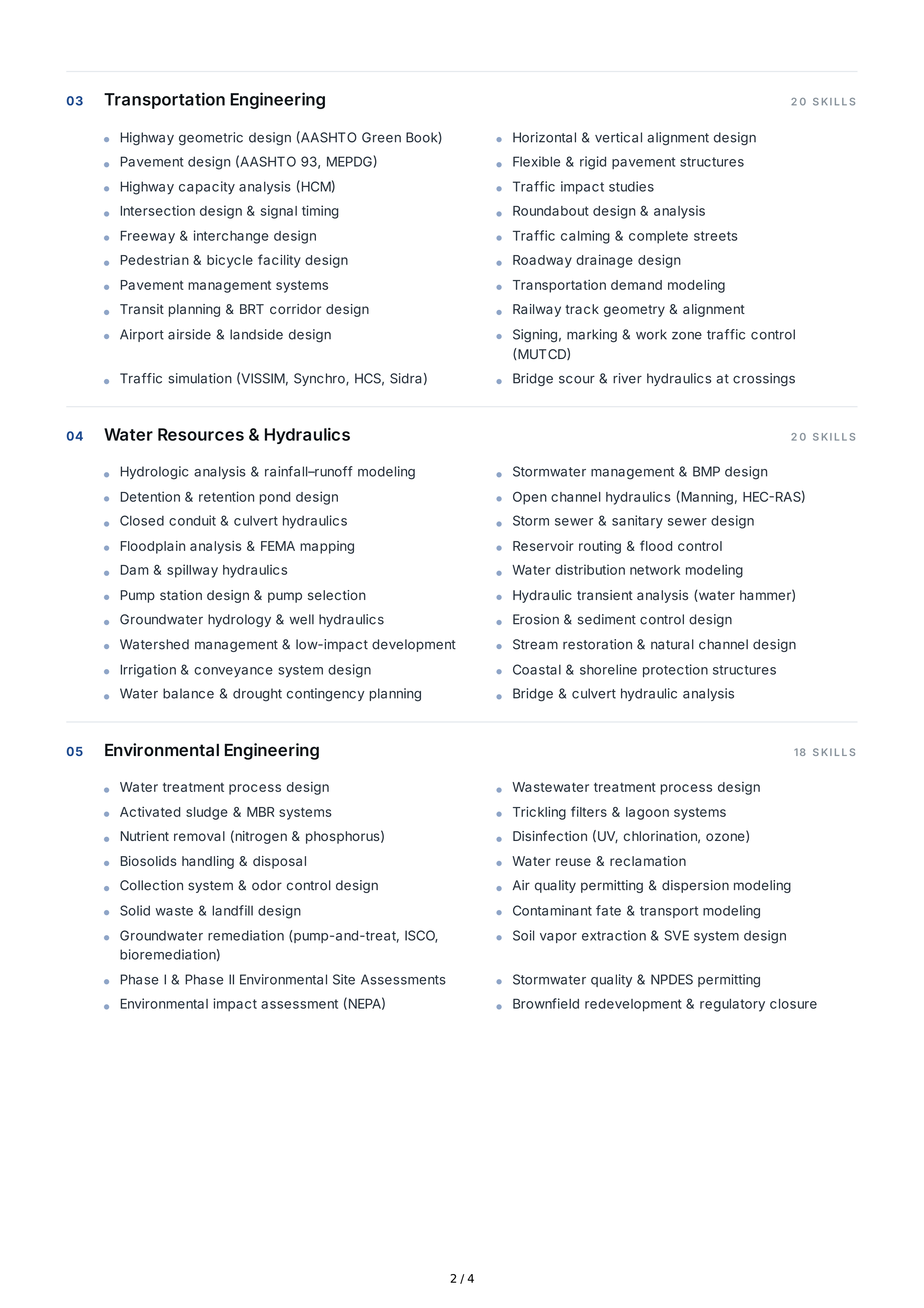 Civil Engineering Technical Skills — page 2