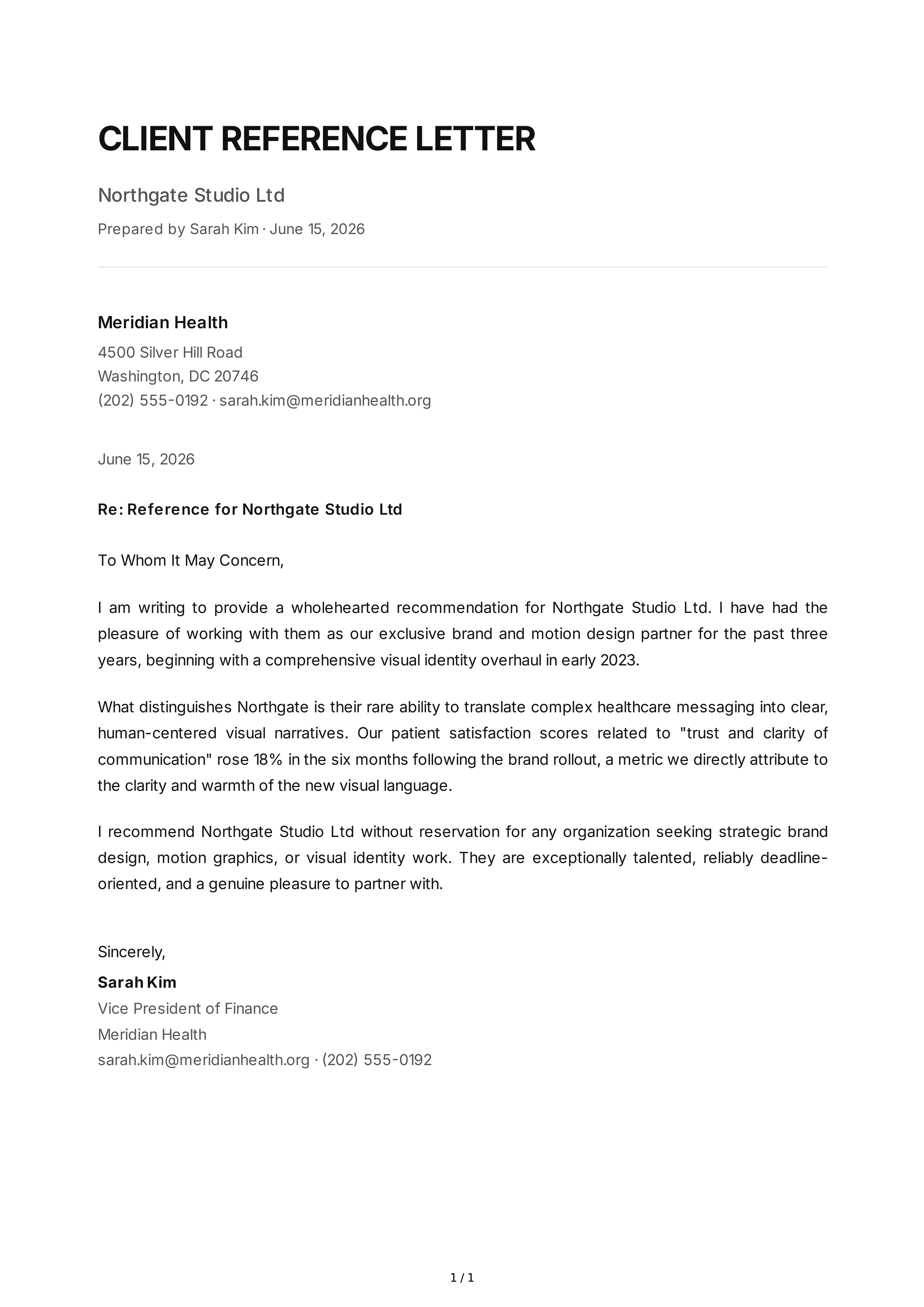 Client Reference Letter — page 1