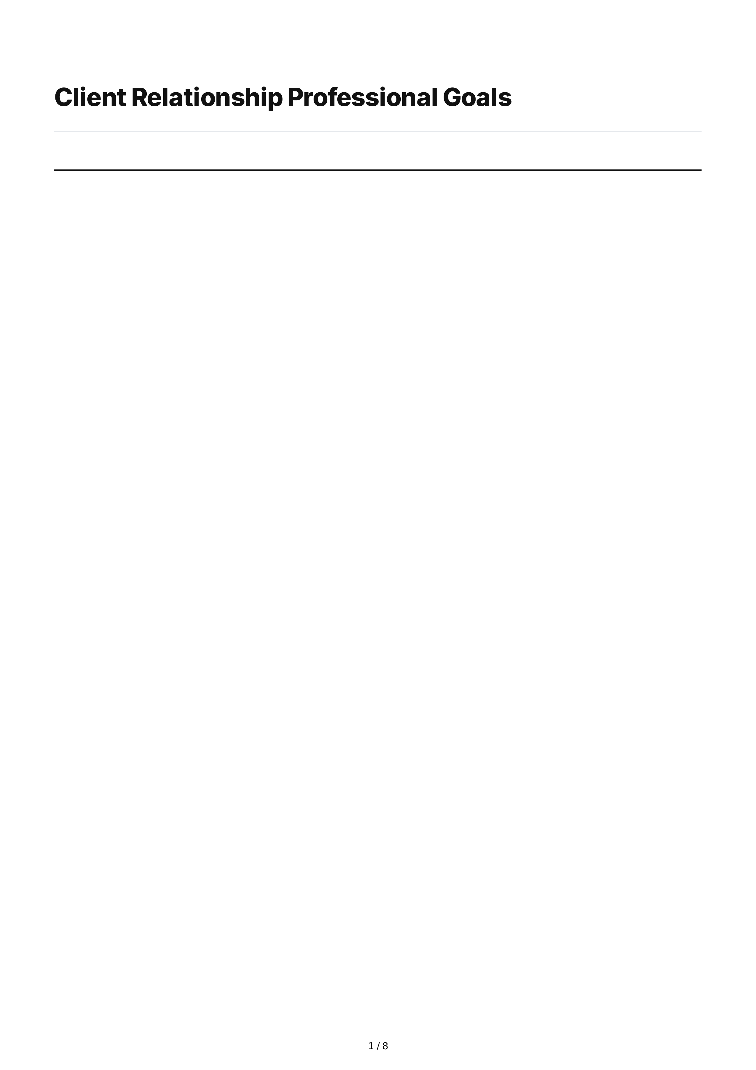 Client Relationship Professional Goals — page 1