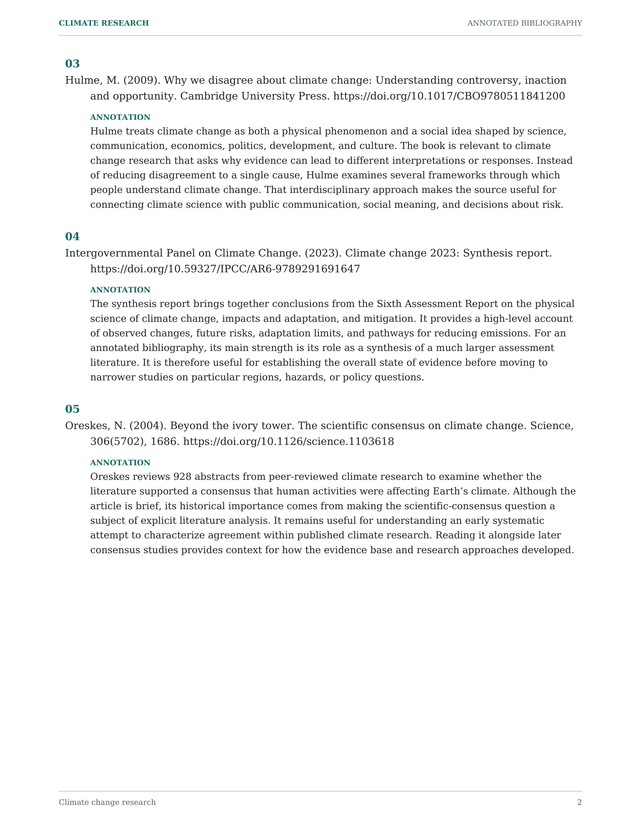 Climate Change Annotated Bibliography — page 2