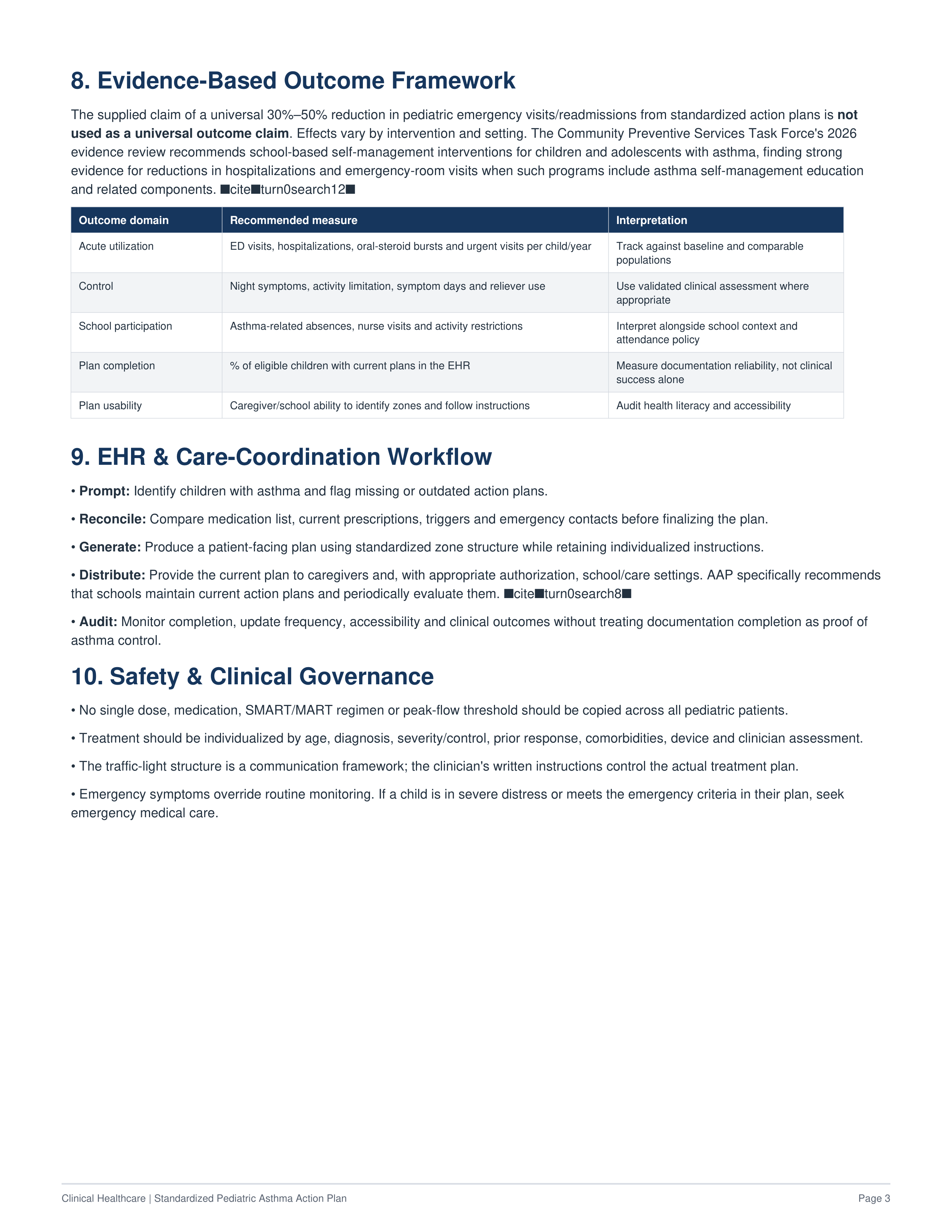 Clinical Healthcare Standardized Pediatric Asthma Action Plan — page 3