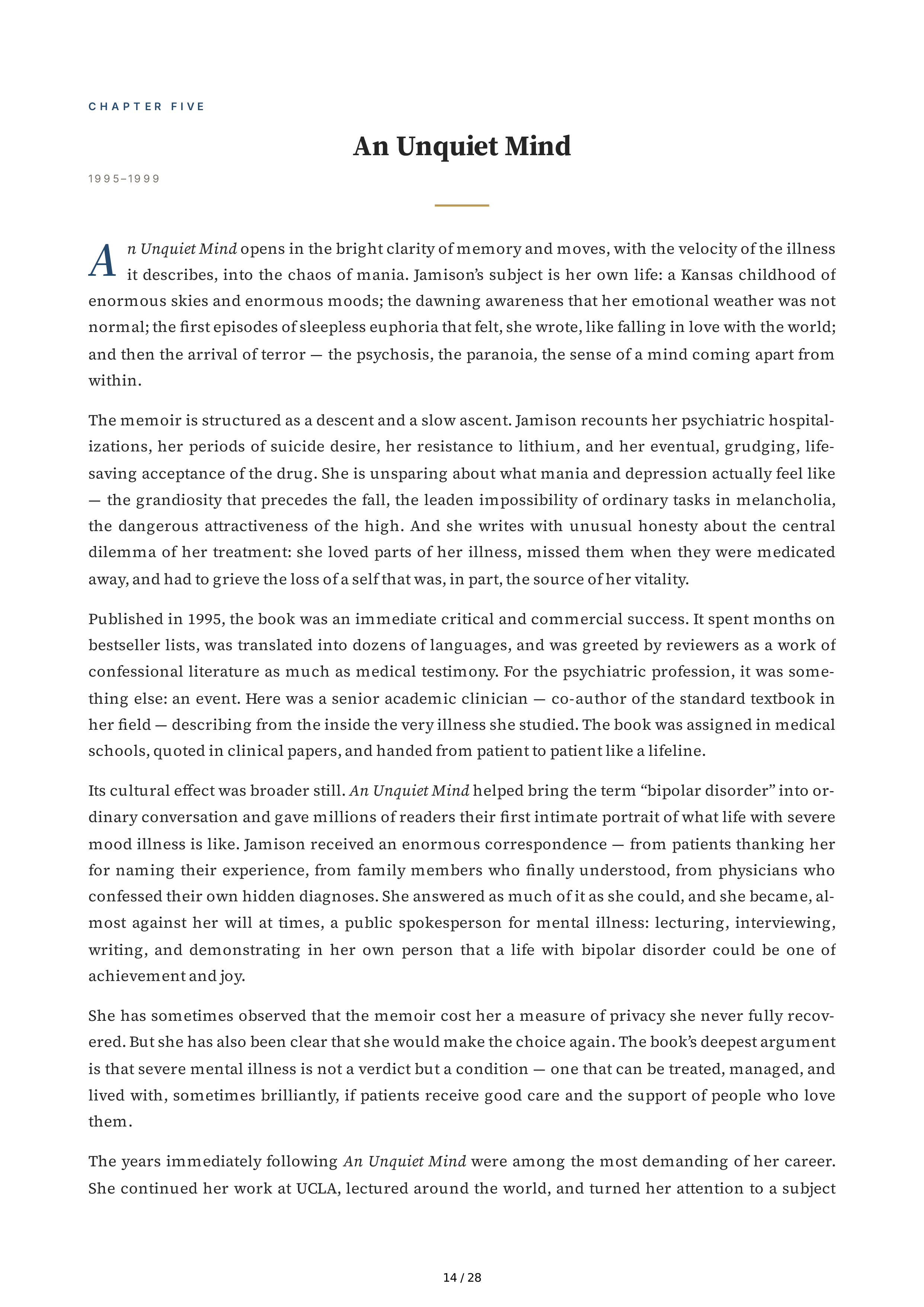 Clinical Psychologists Key Redfield Jamison An Unquiet Mind Biography — page 14