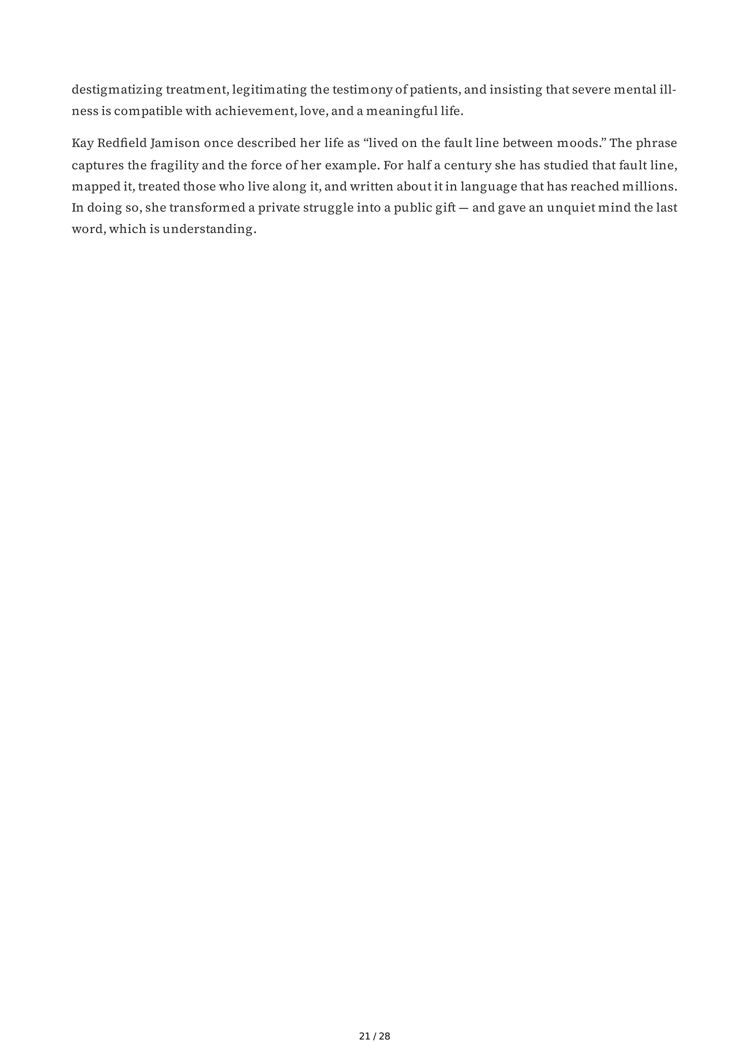 Clinical Psychologists Key Redfield Jamison An Unquiet Mind Biography — page 21