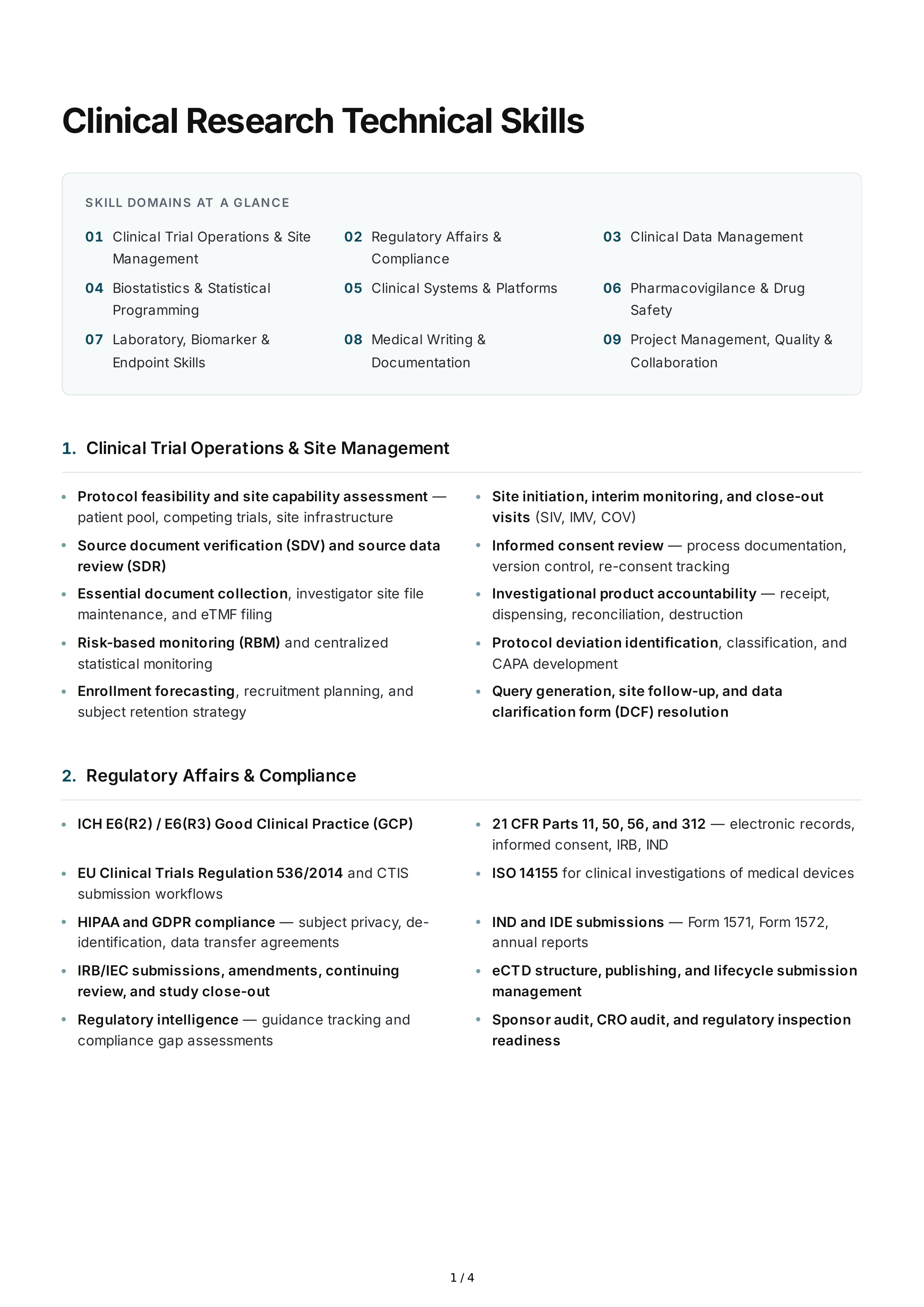 Clinical Research Technical Skills — page 1
