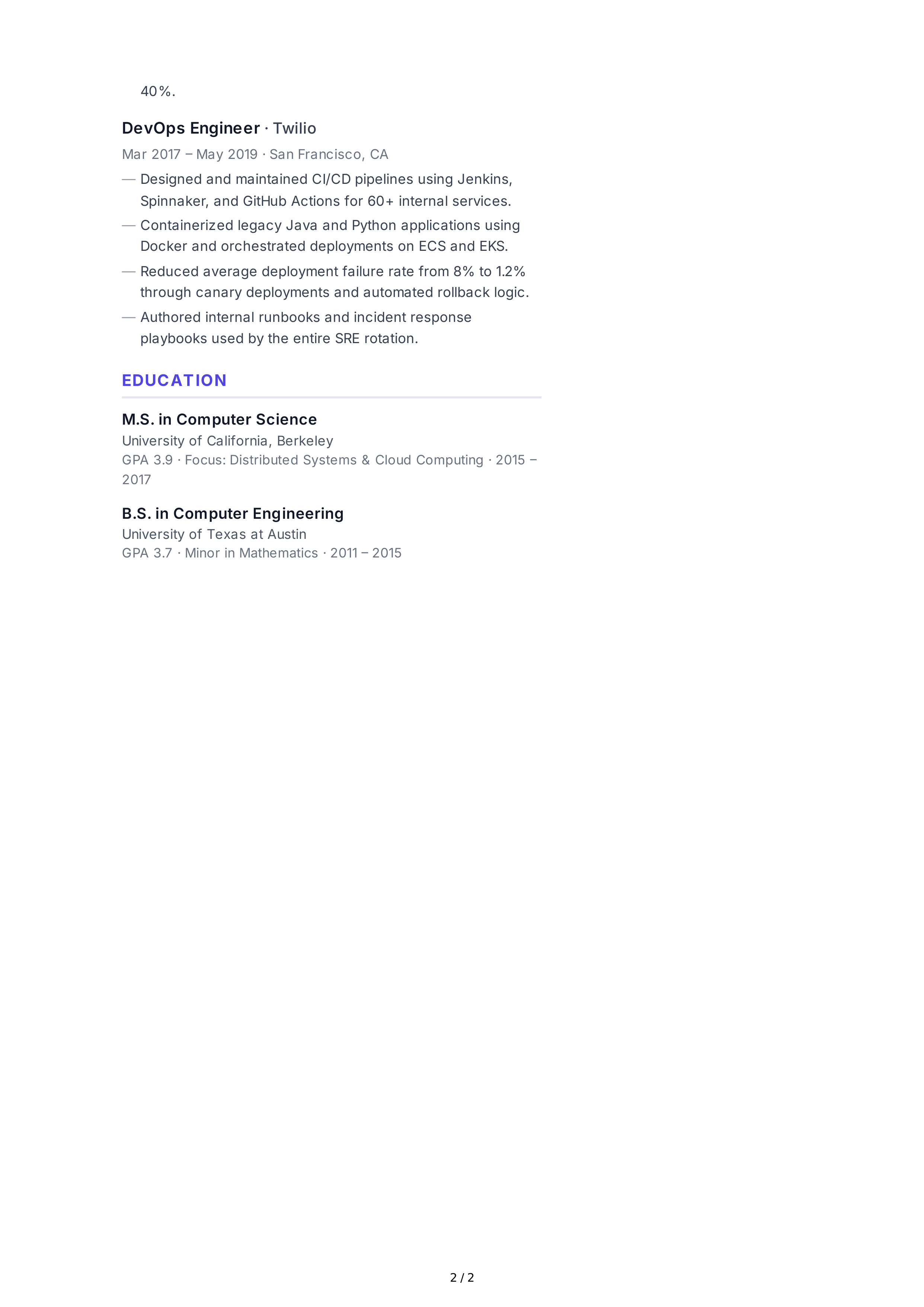 Cloud Engineer CV — page 2
