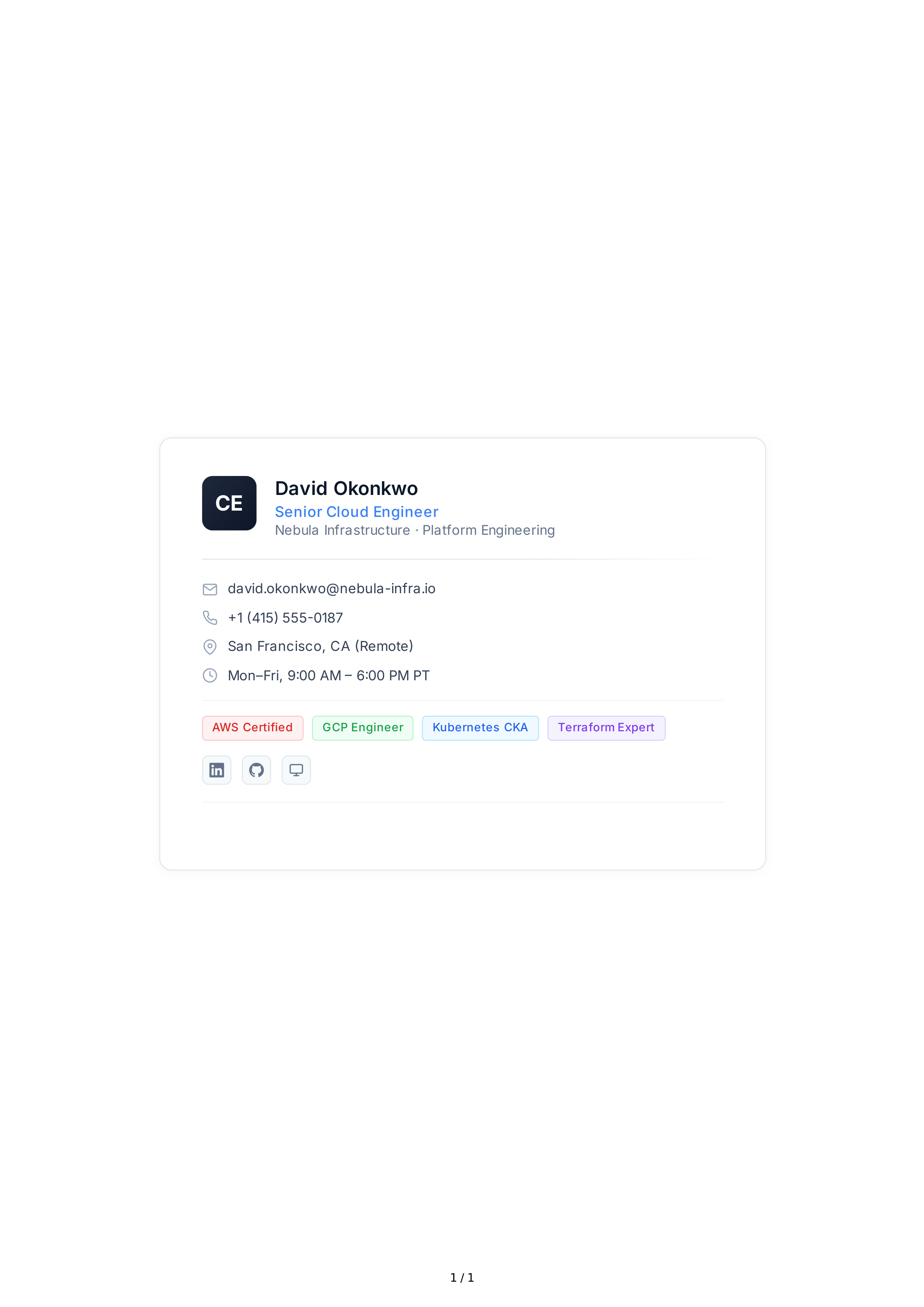 Cloud Engineer Email Signature — page 1