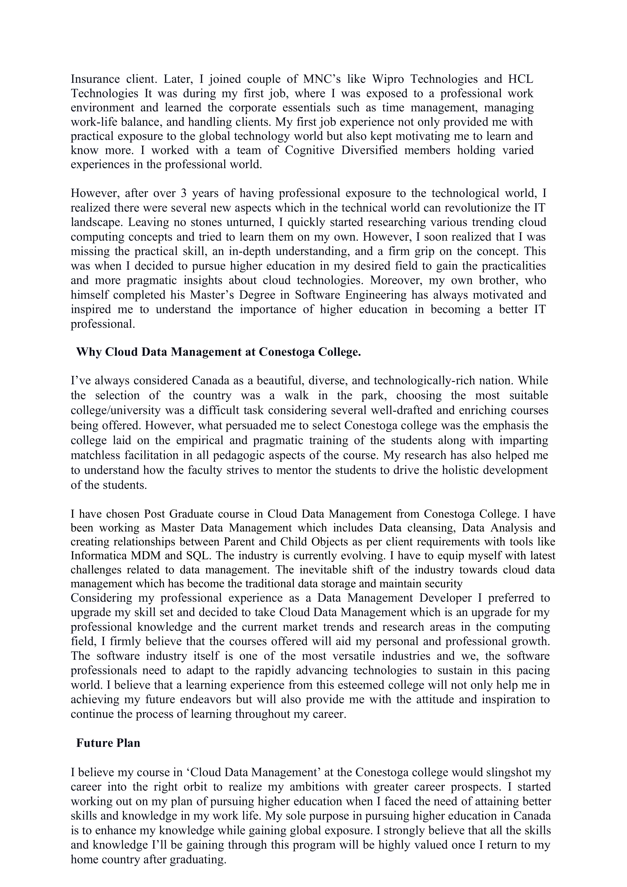 Cloud Engineer Statement of Purpose — page 2