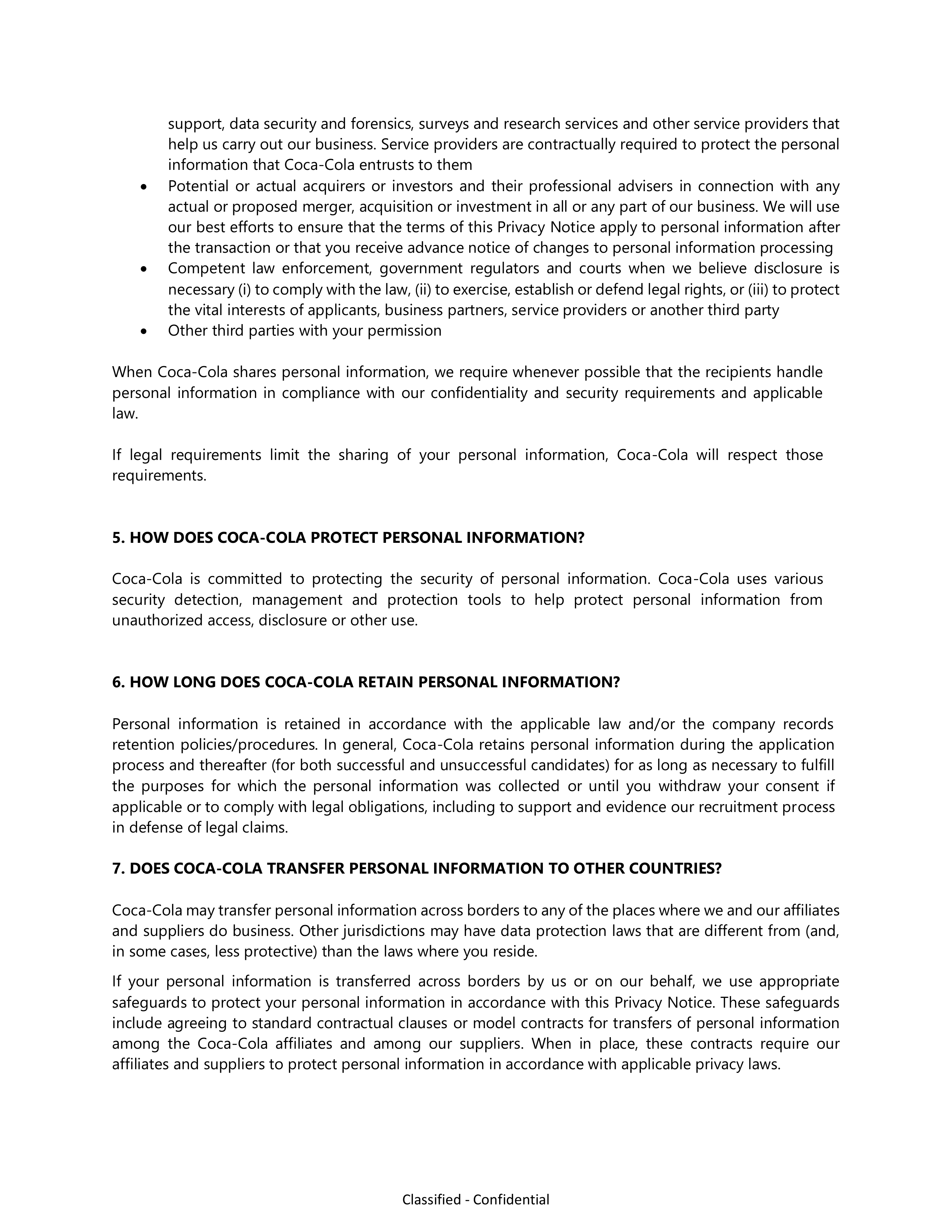 Coca-Cola Applicant Privacy Notice — page 10