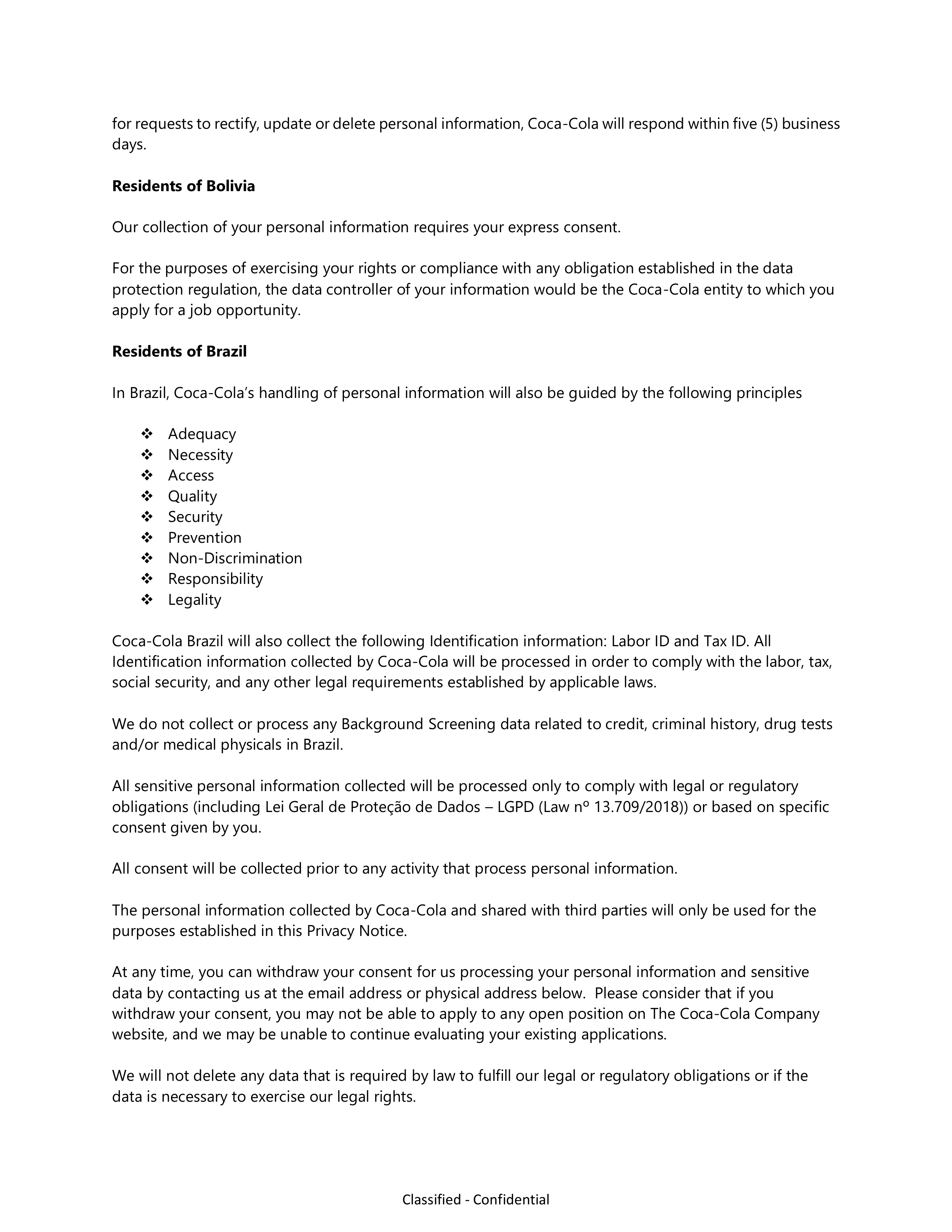 Coca-Cola Applicant Privacy Notice — page 12
