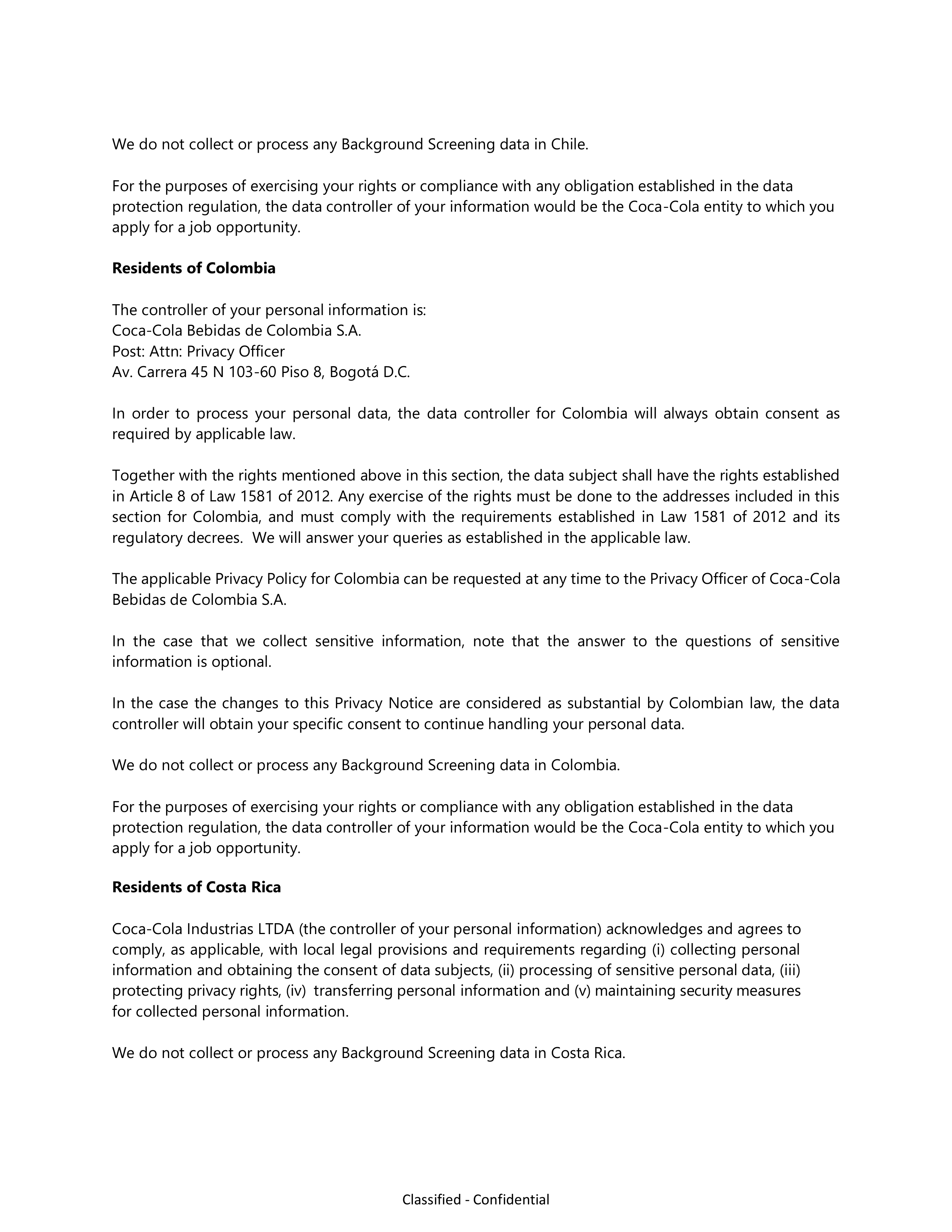 Coca-Cola Applicant Privacy Notice — page 16