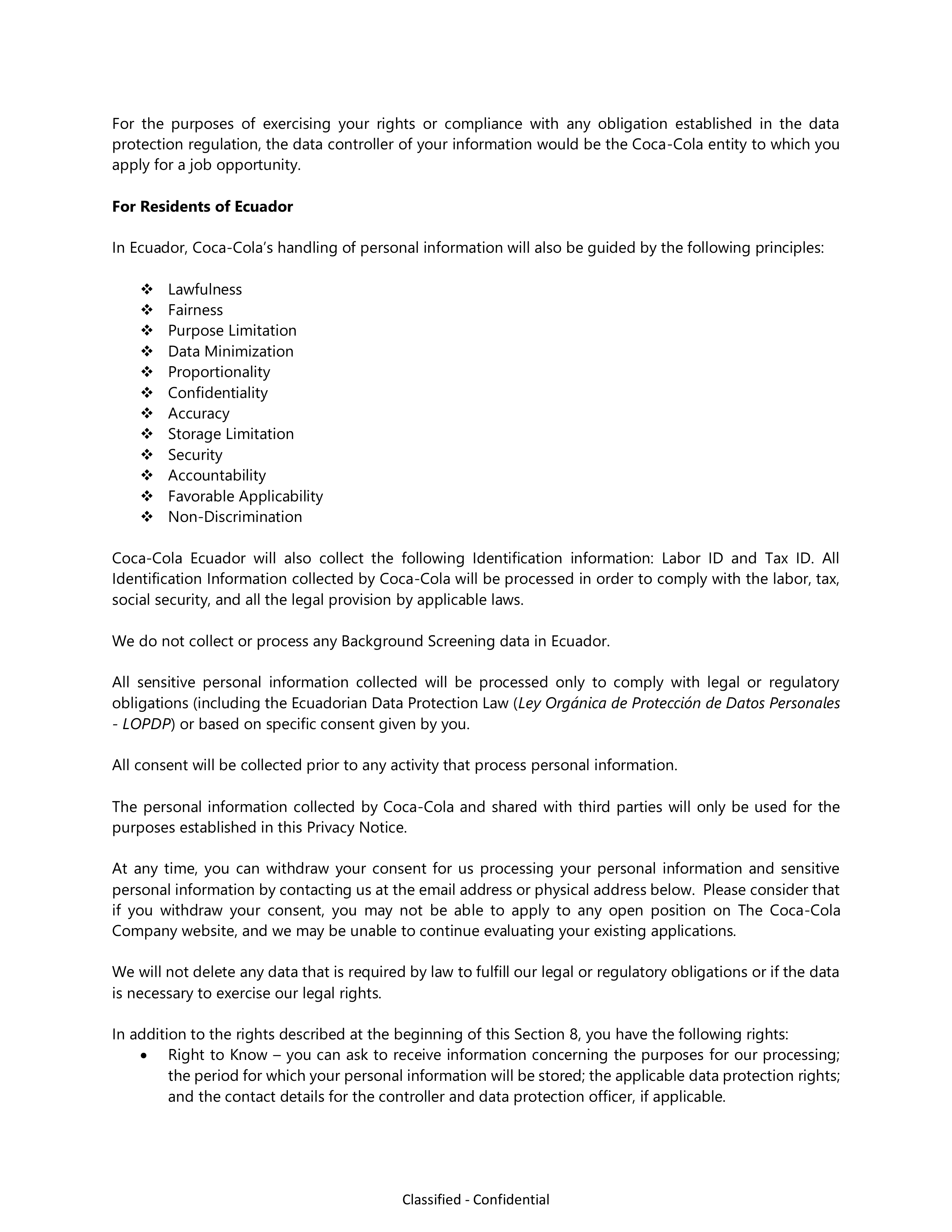 Coca-Cola Applicant Privacy Notice — page 17