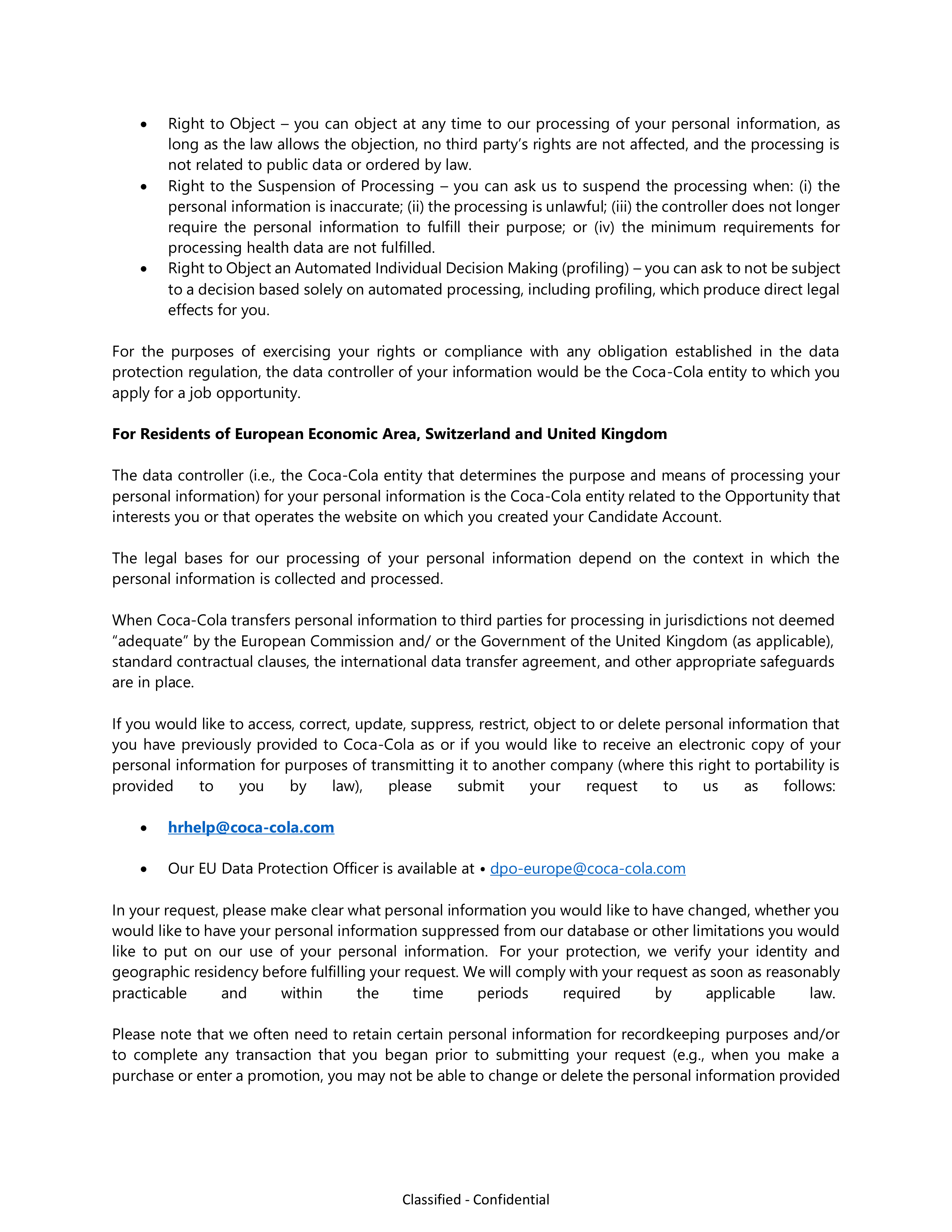 Coca-Cola Applicant Privacy Notice — page 18