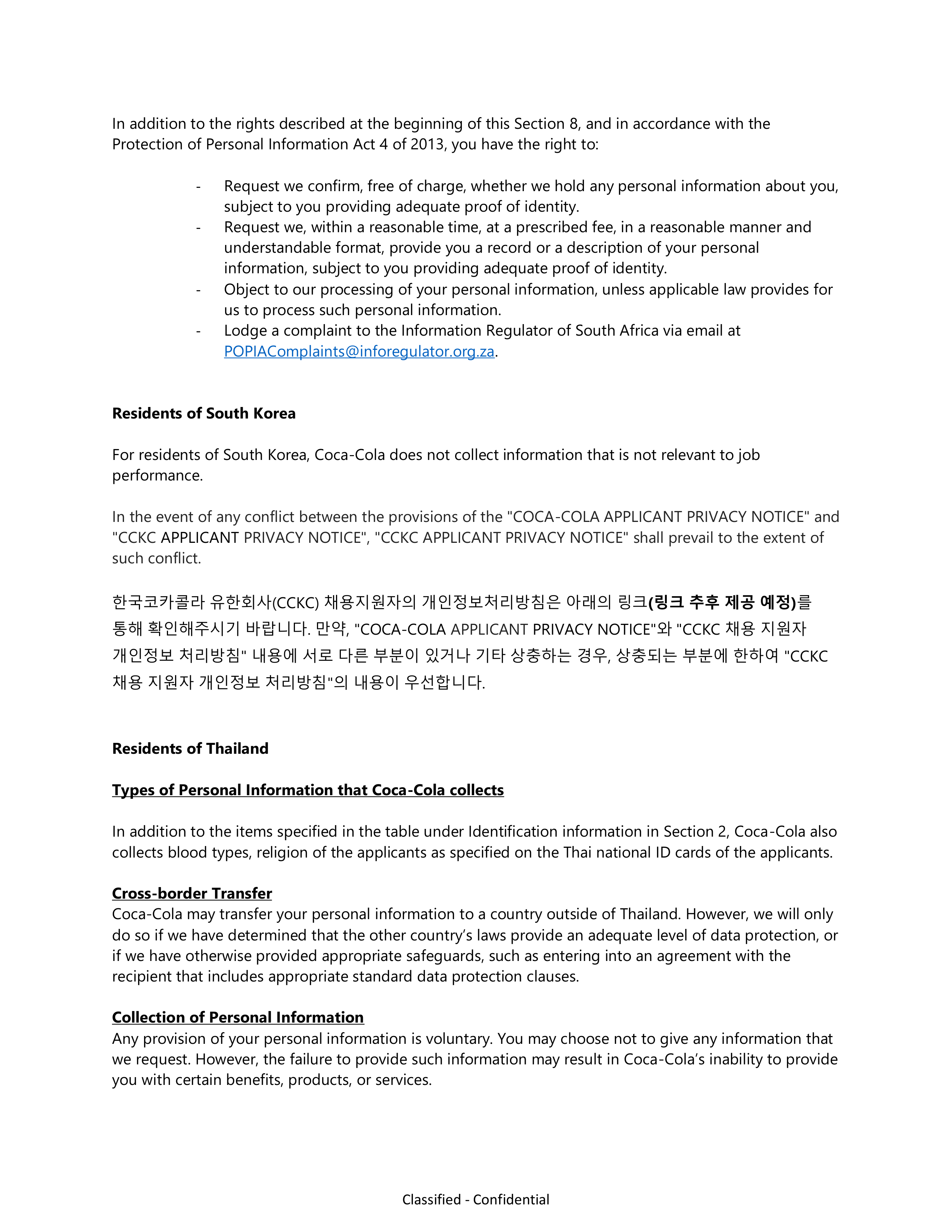 Coca-Cola Applicant Privacy Notice — page 23