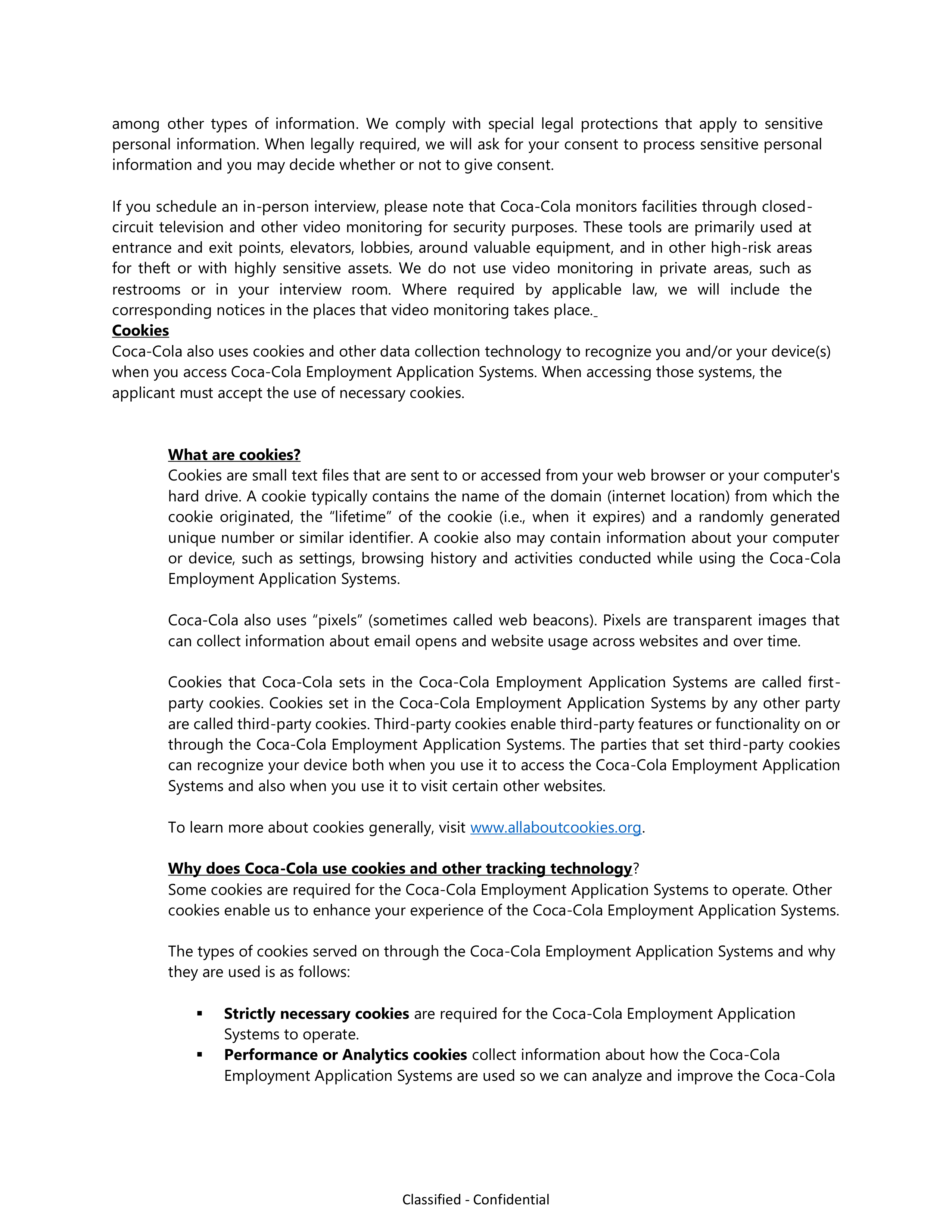 Coca-Cola Applicant Privacy Notice — page 8