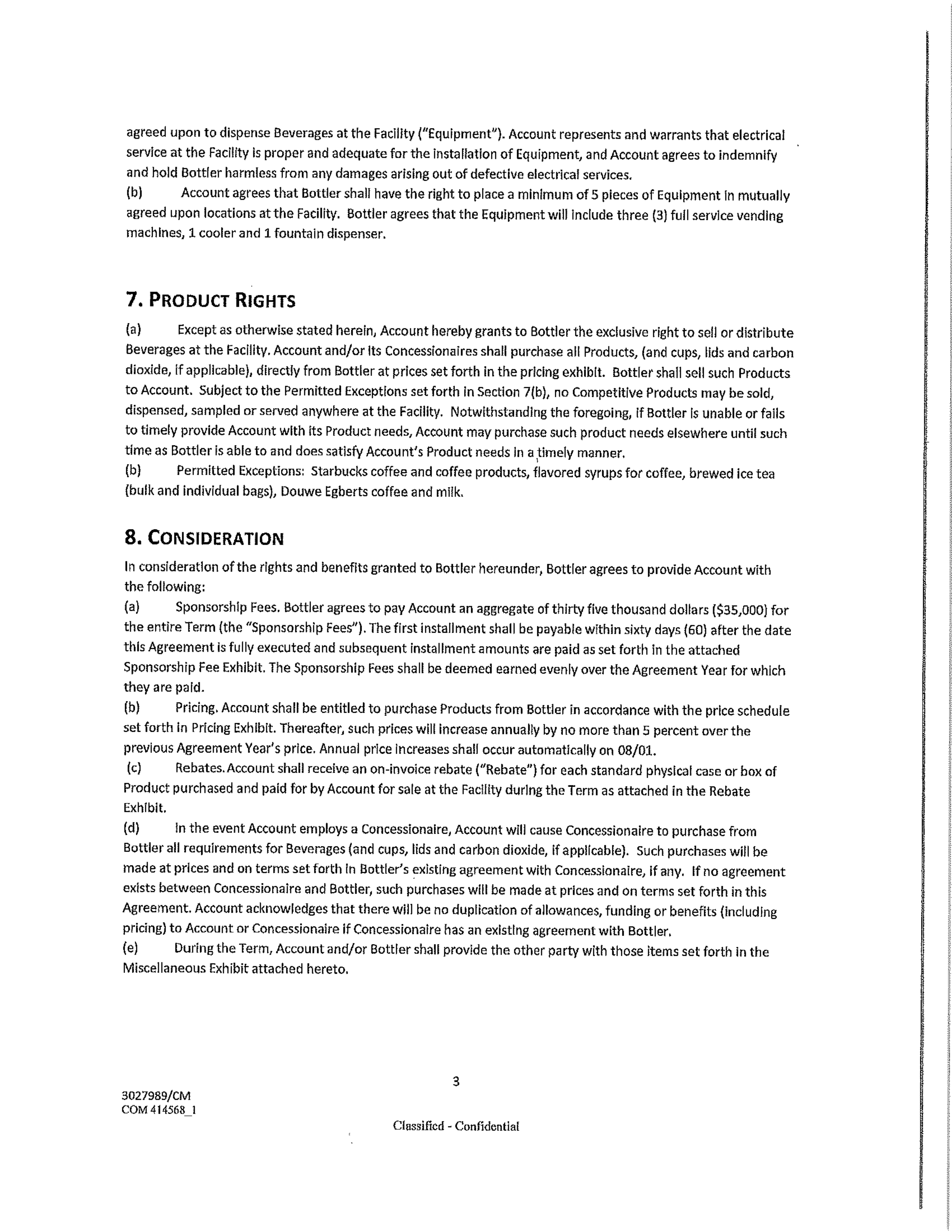 Coca-Cola Beverage Agreement — page 3