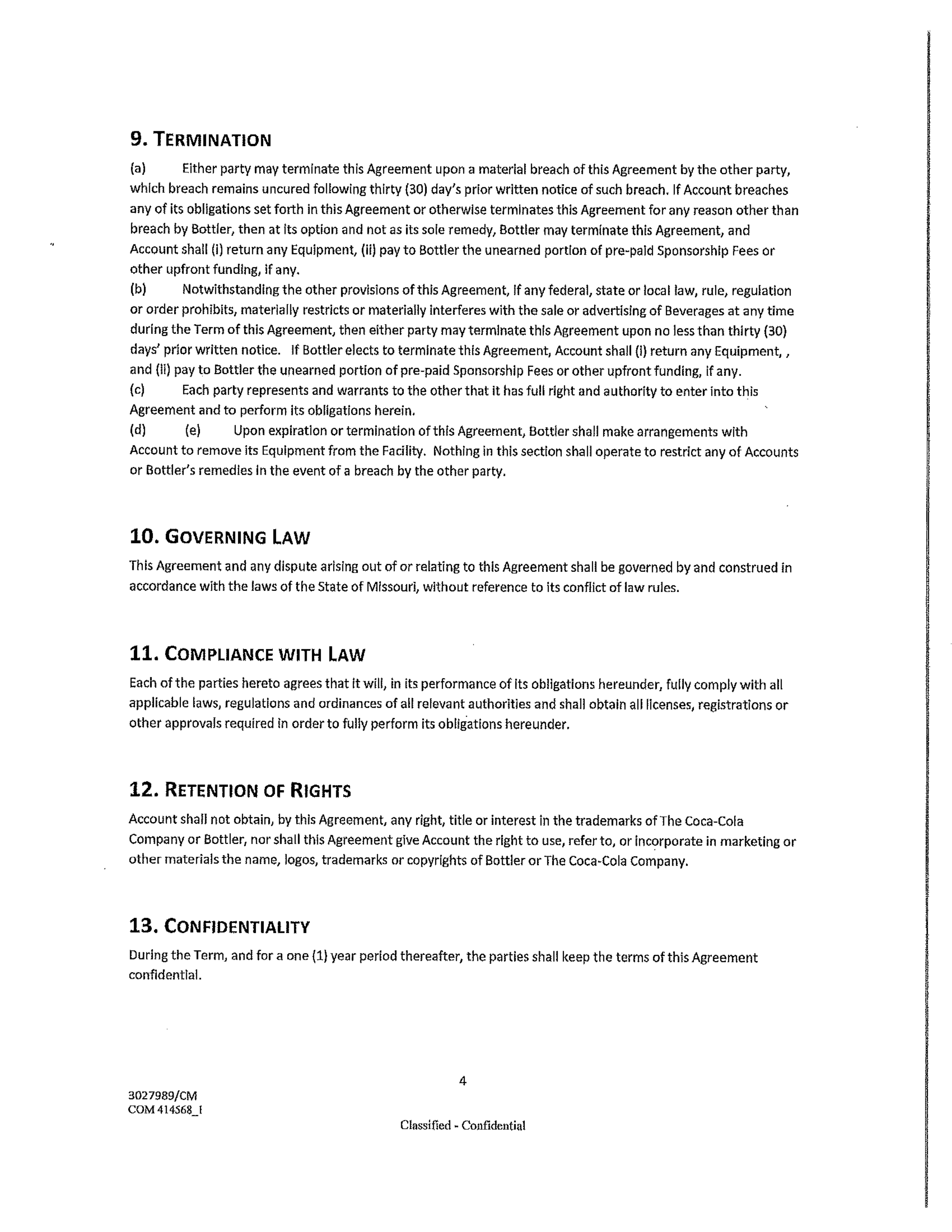 Coca-Cola Beverage Agreement — page 4