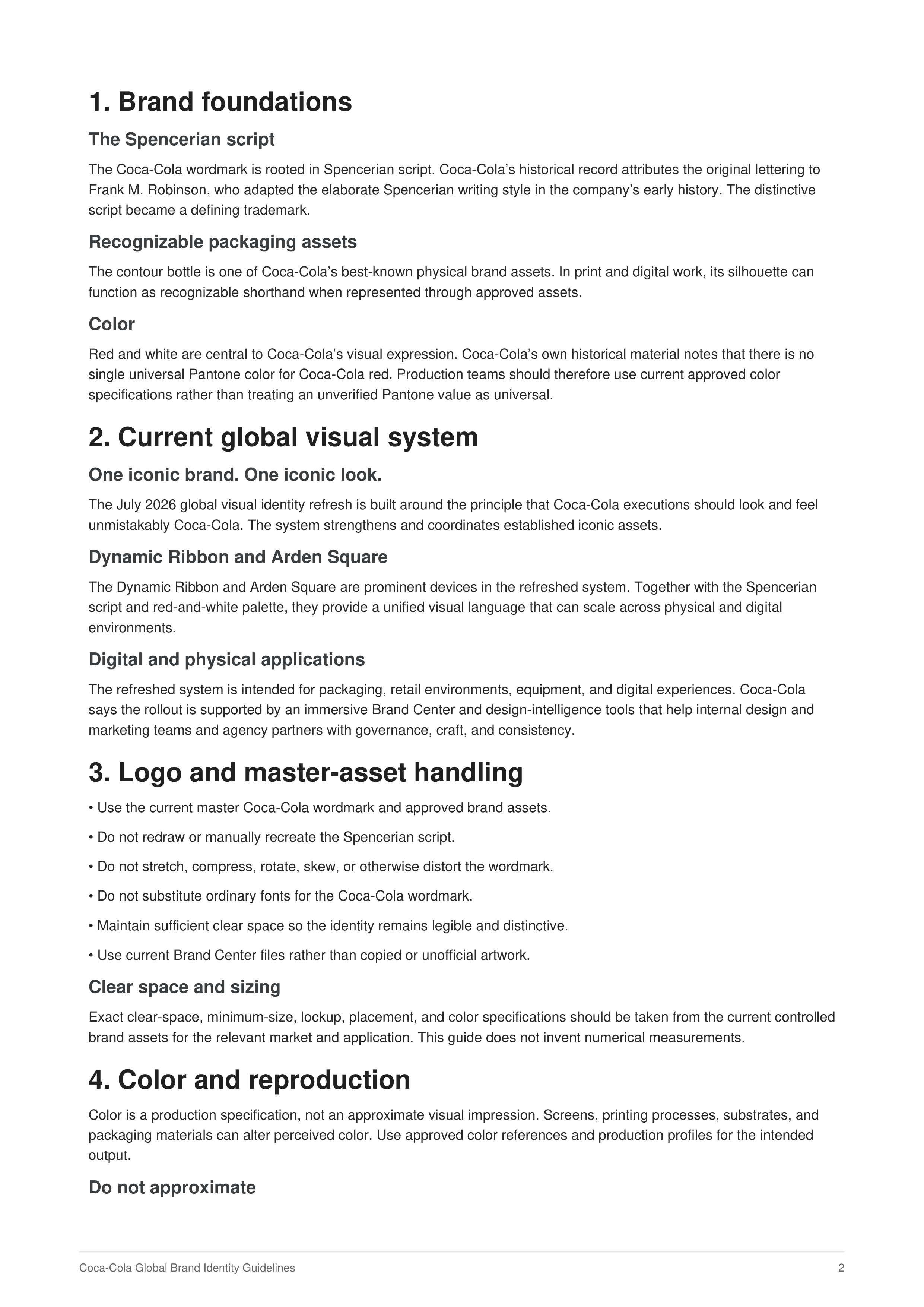 Coca-Cola Global Brand Identity Guide — page 2