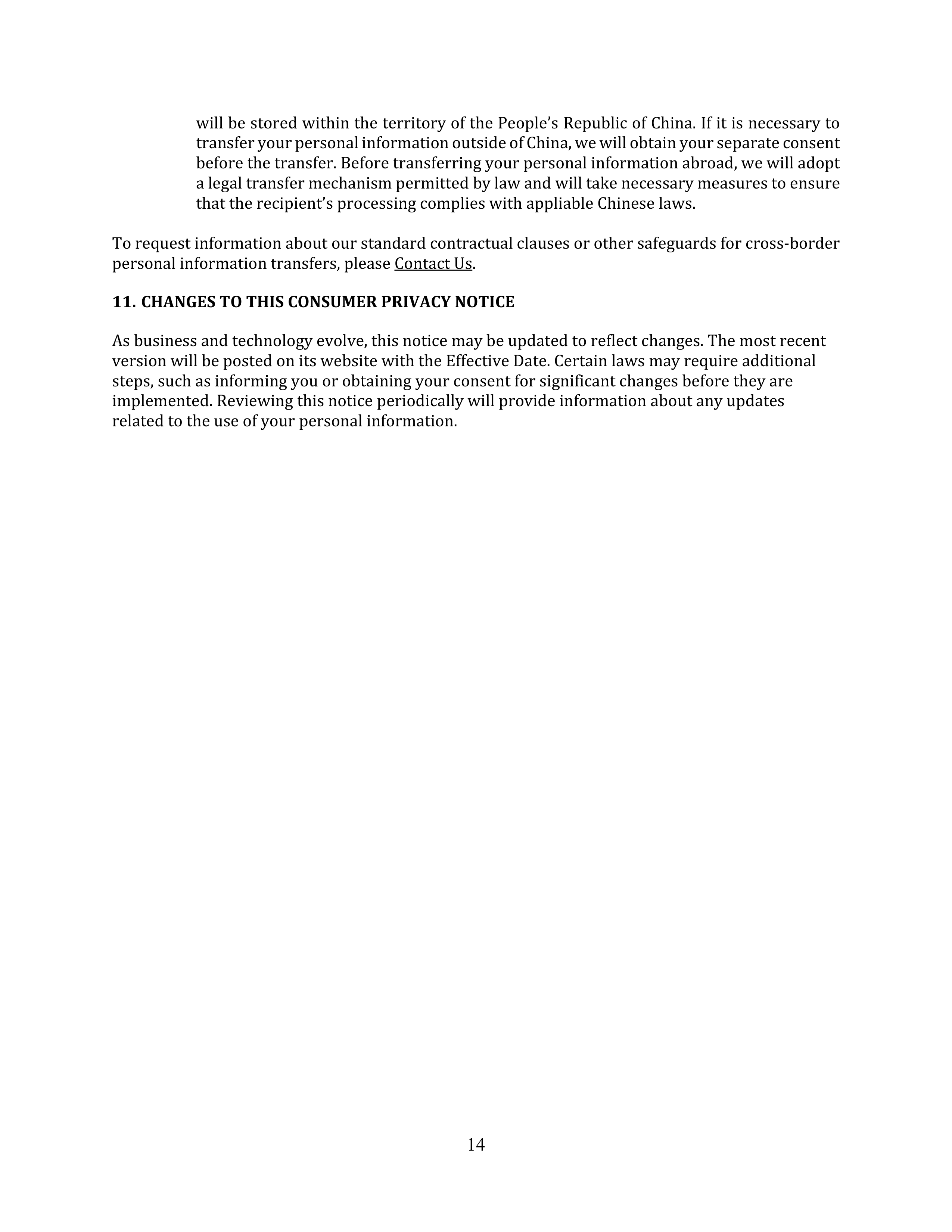 Coca-Cola Global Consumer Privacy Notice — page 14