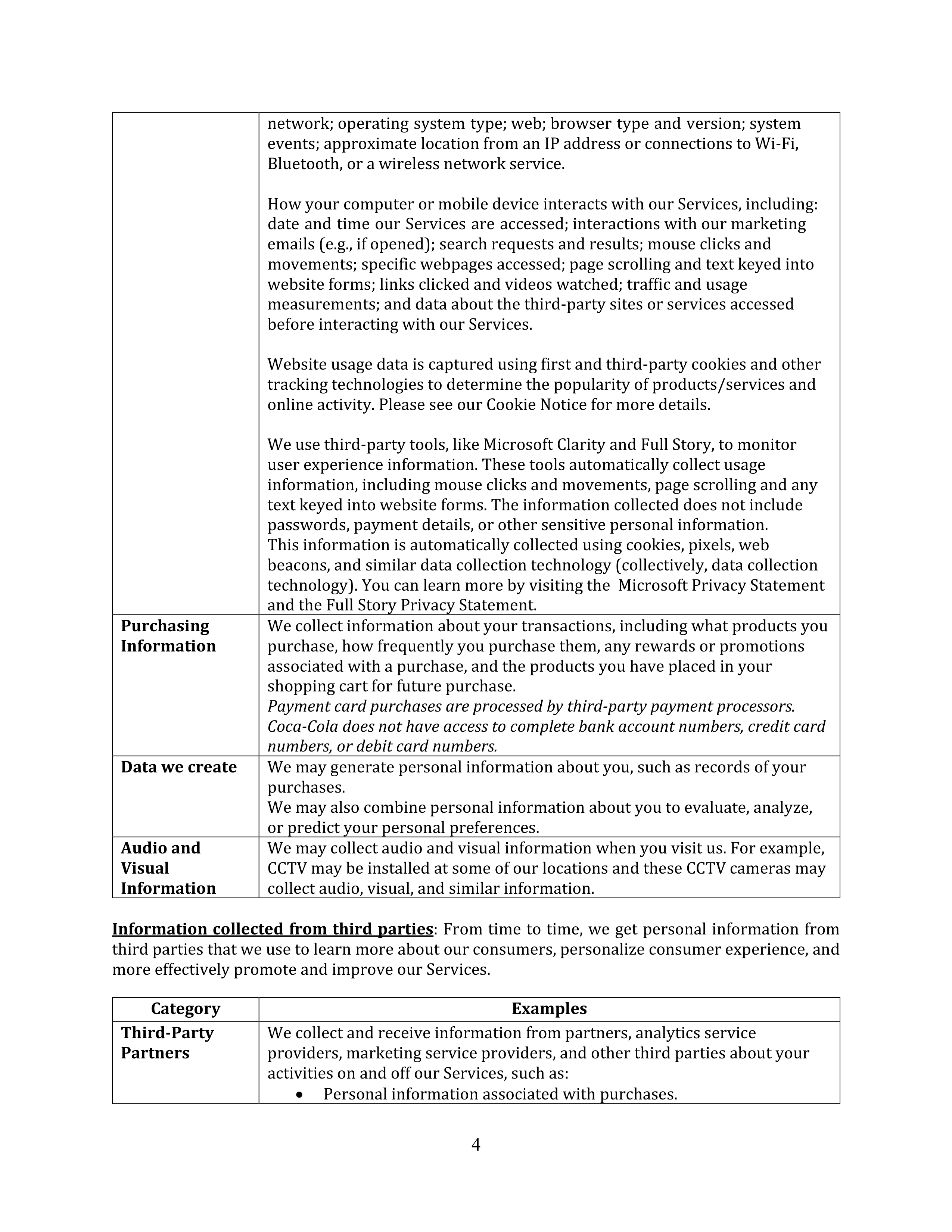 Coca-Cola Global Consumer Privacy Notice — page 4