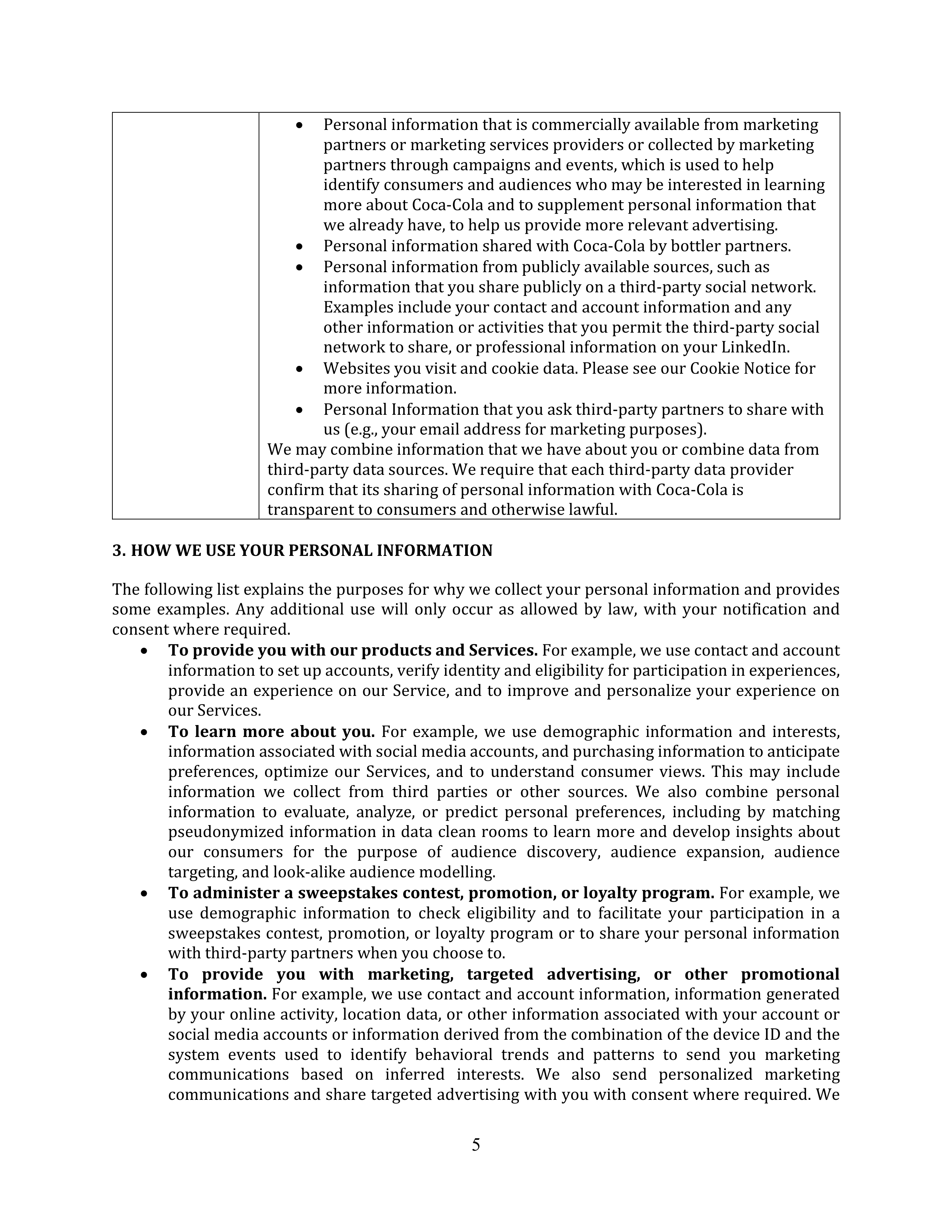 Coca-Cola Global Consumer Privacy Notice — page 5
