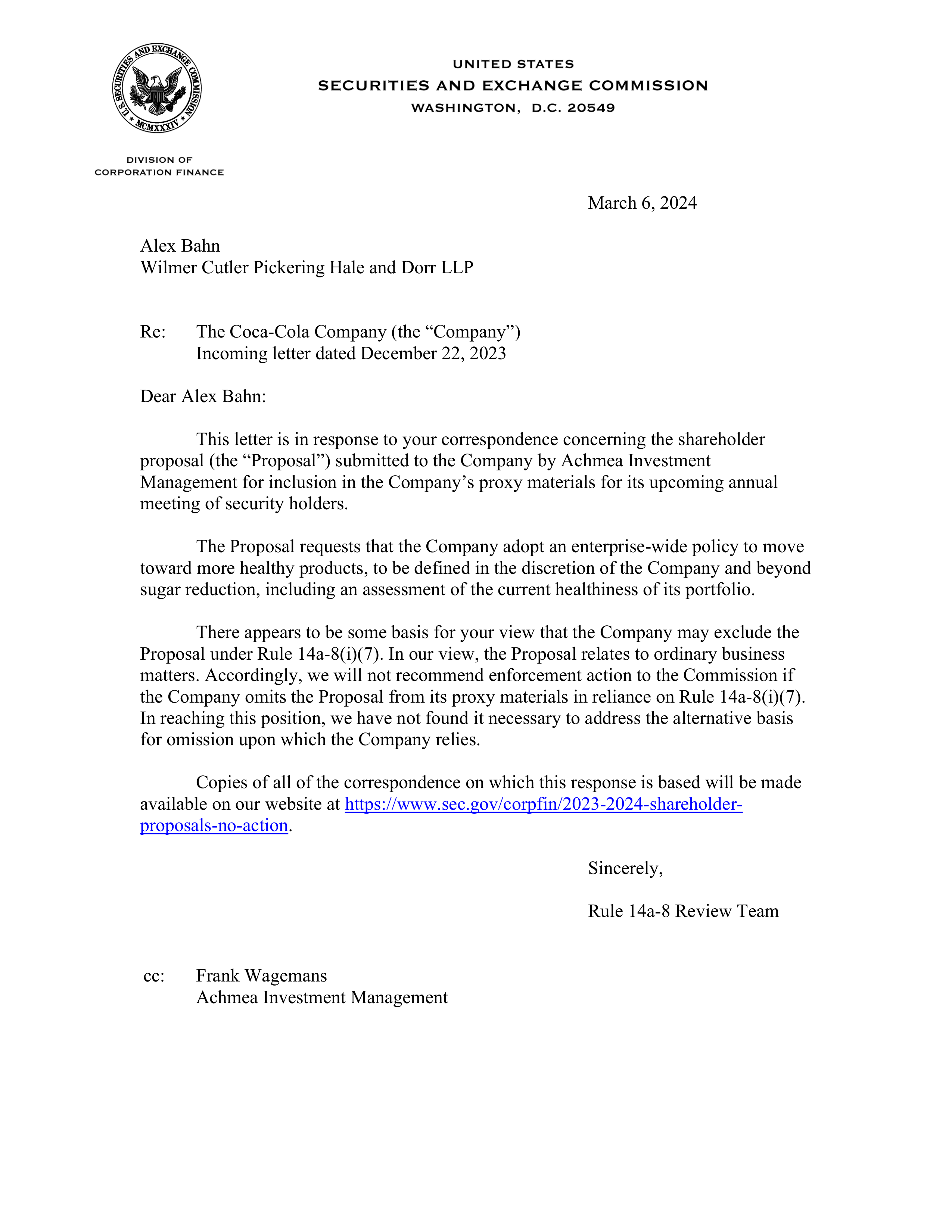 Coca Cola Proposal  — page 1
