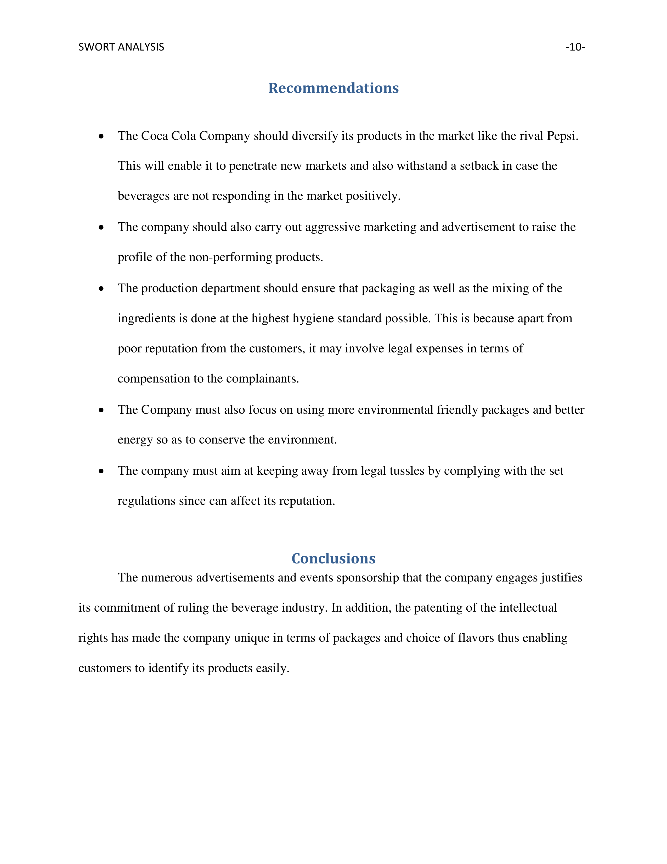 Coco Cola Swot Analysis  — page 10