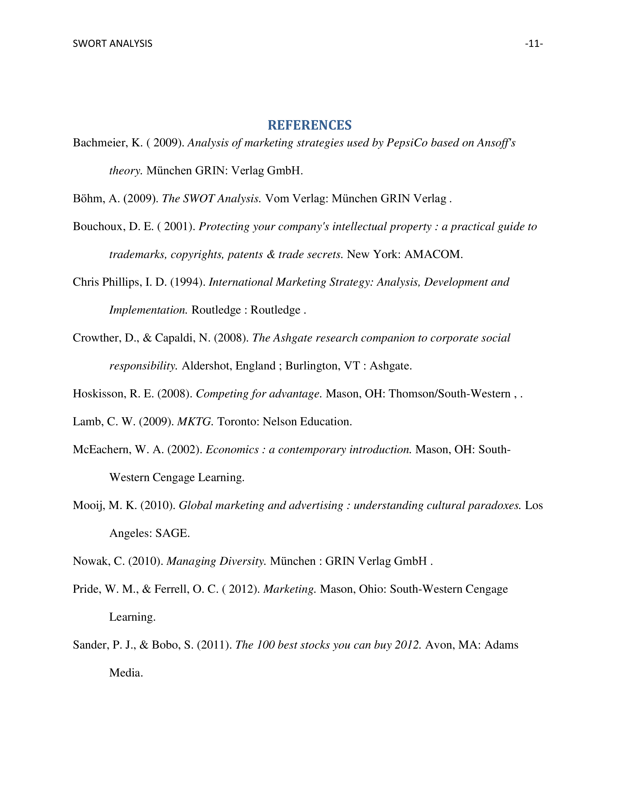 Coco Cola Swot Analysis  — page 11