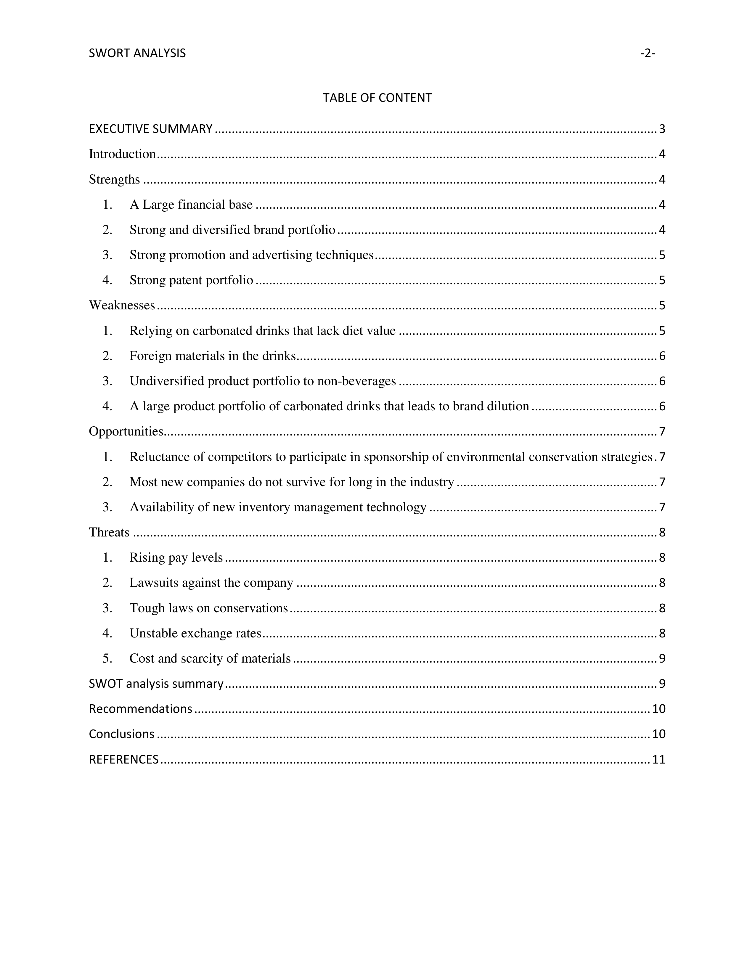 Coco Cola Swot Analysis  — page 2