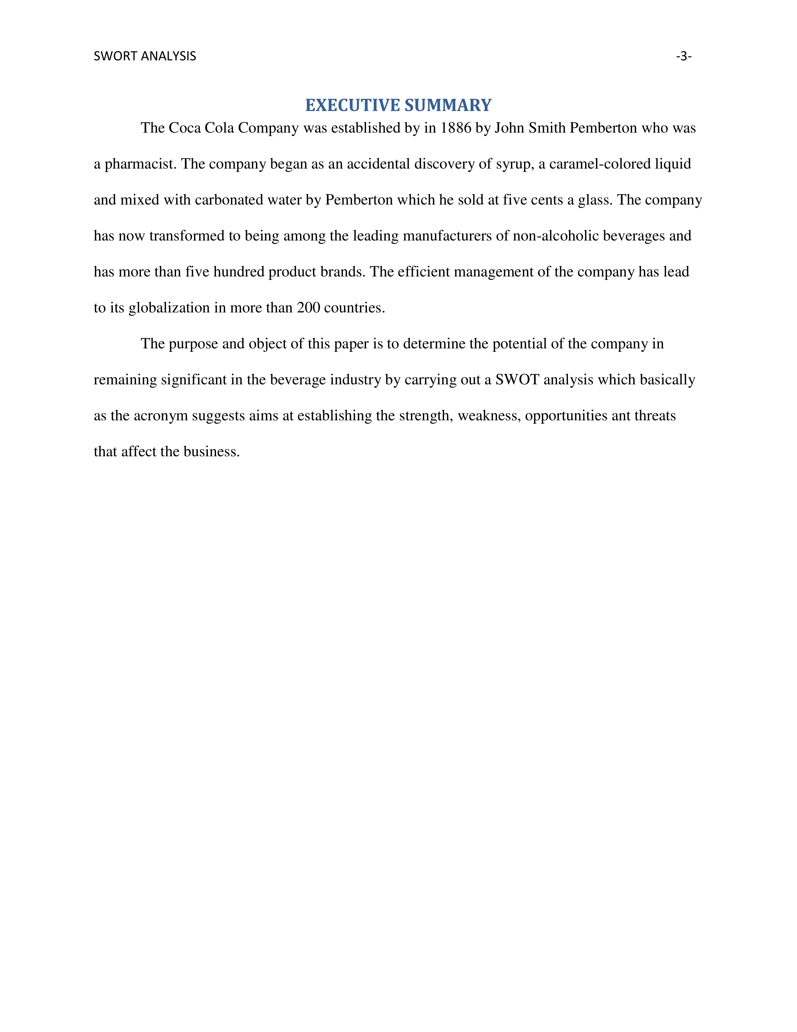 Coco Cola Swot Analysis  — page 3