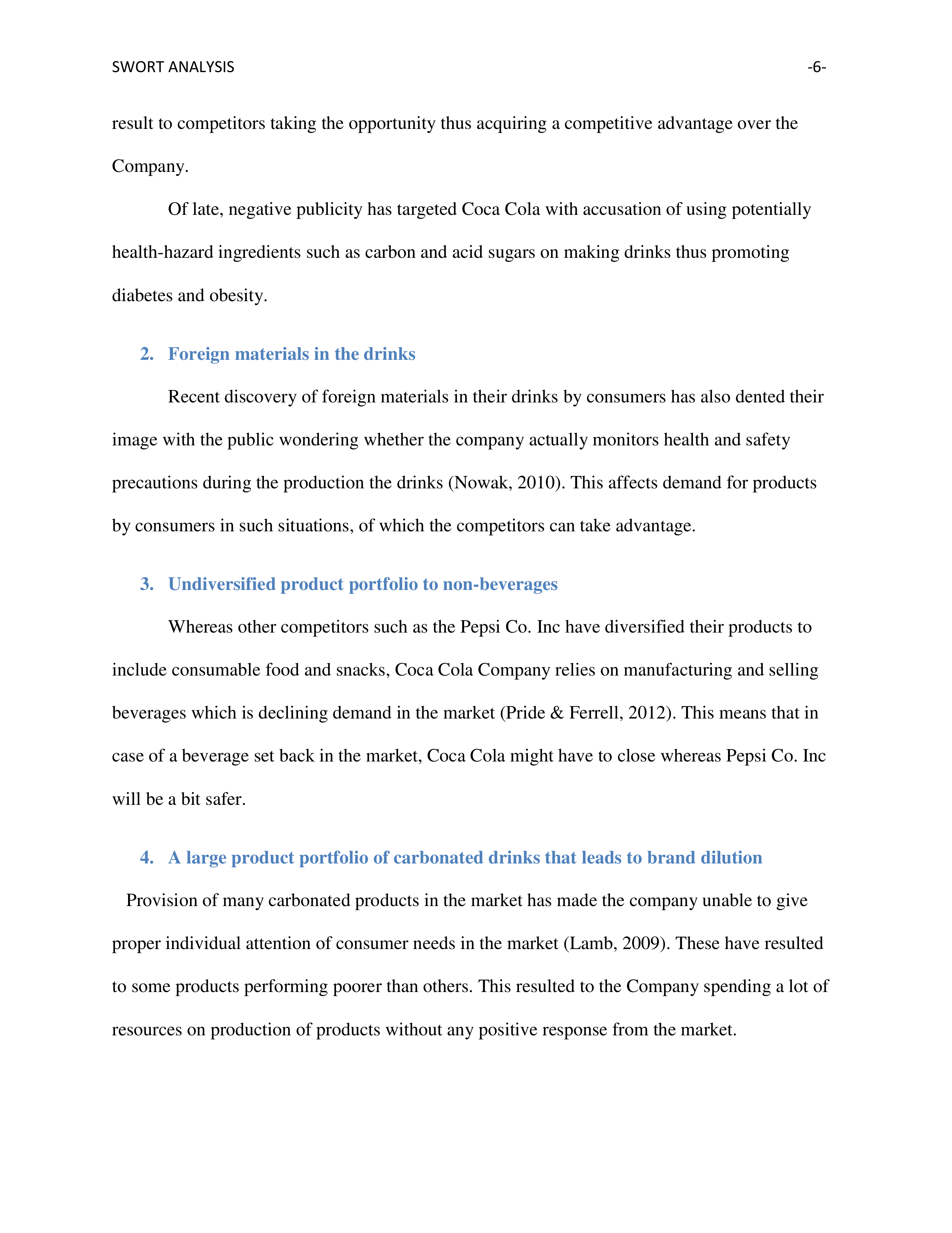 Coco Cola Swot Analysis  — page 6