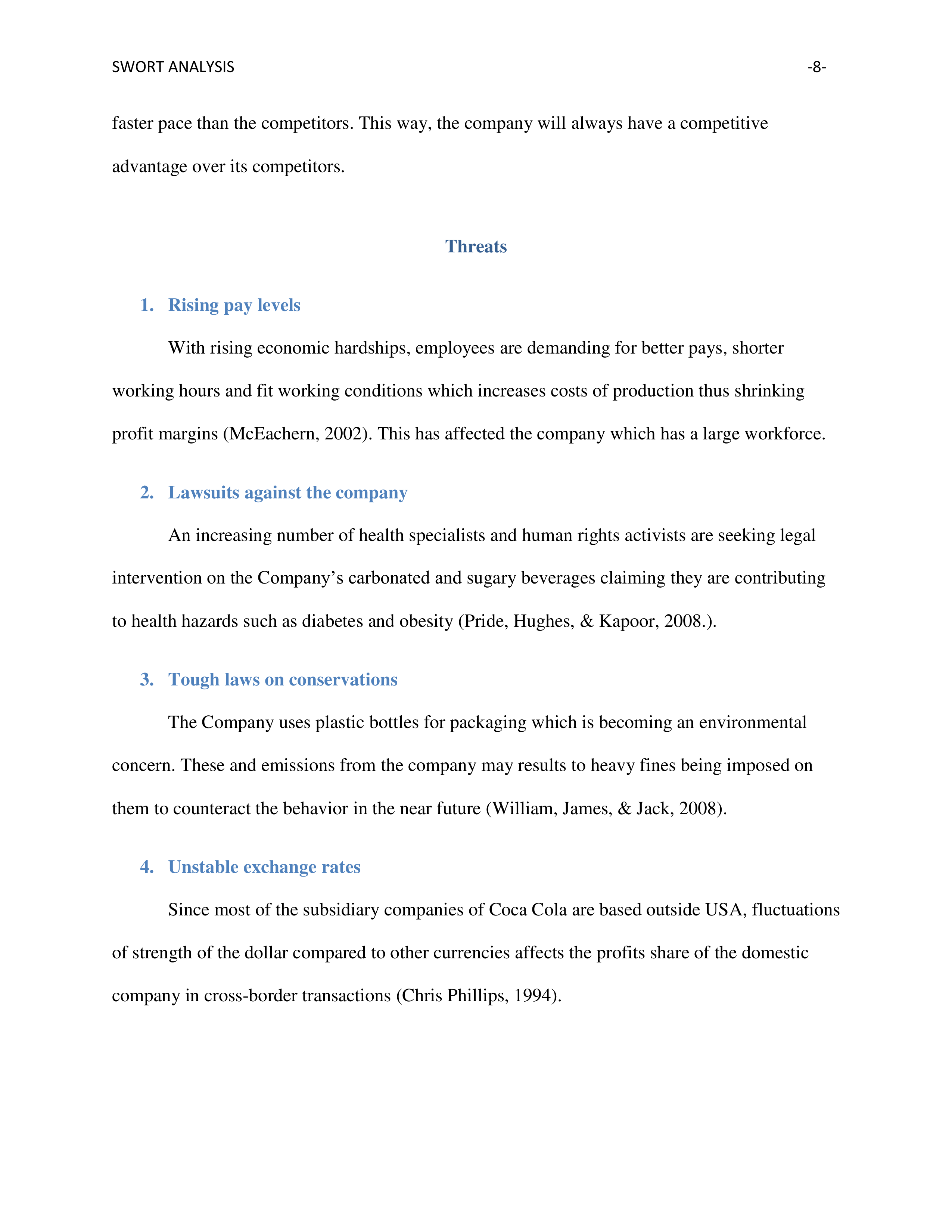 Coco Cola Swot Analysis  — page 8