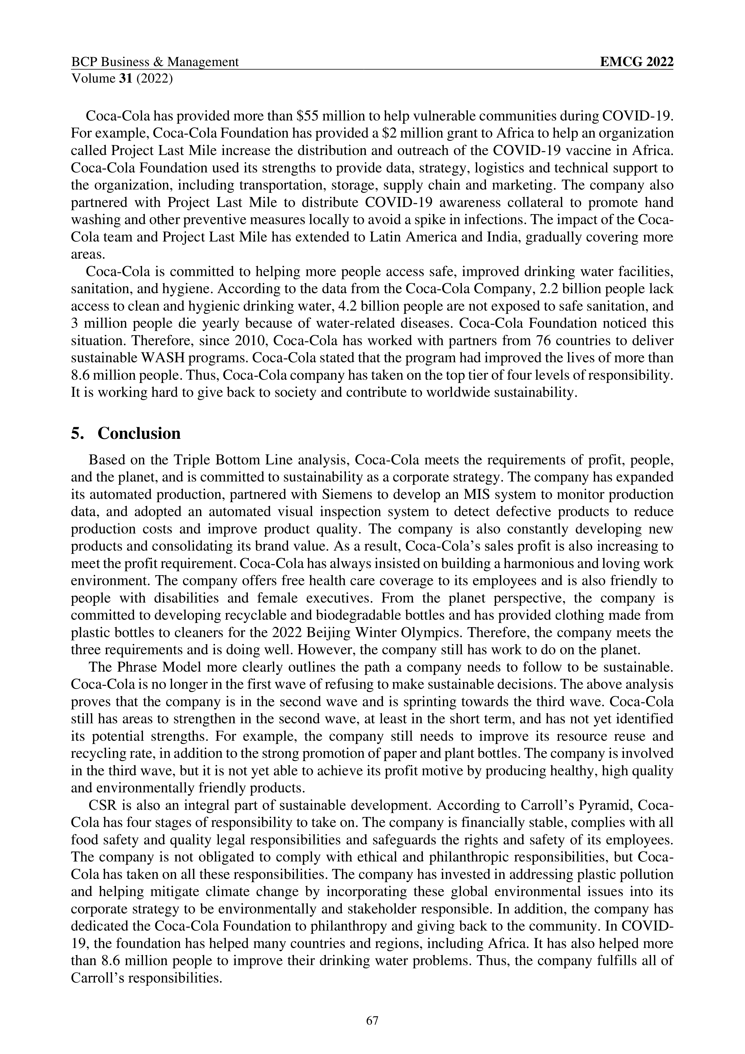 Coca Cola Sustainability Report — page 6