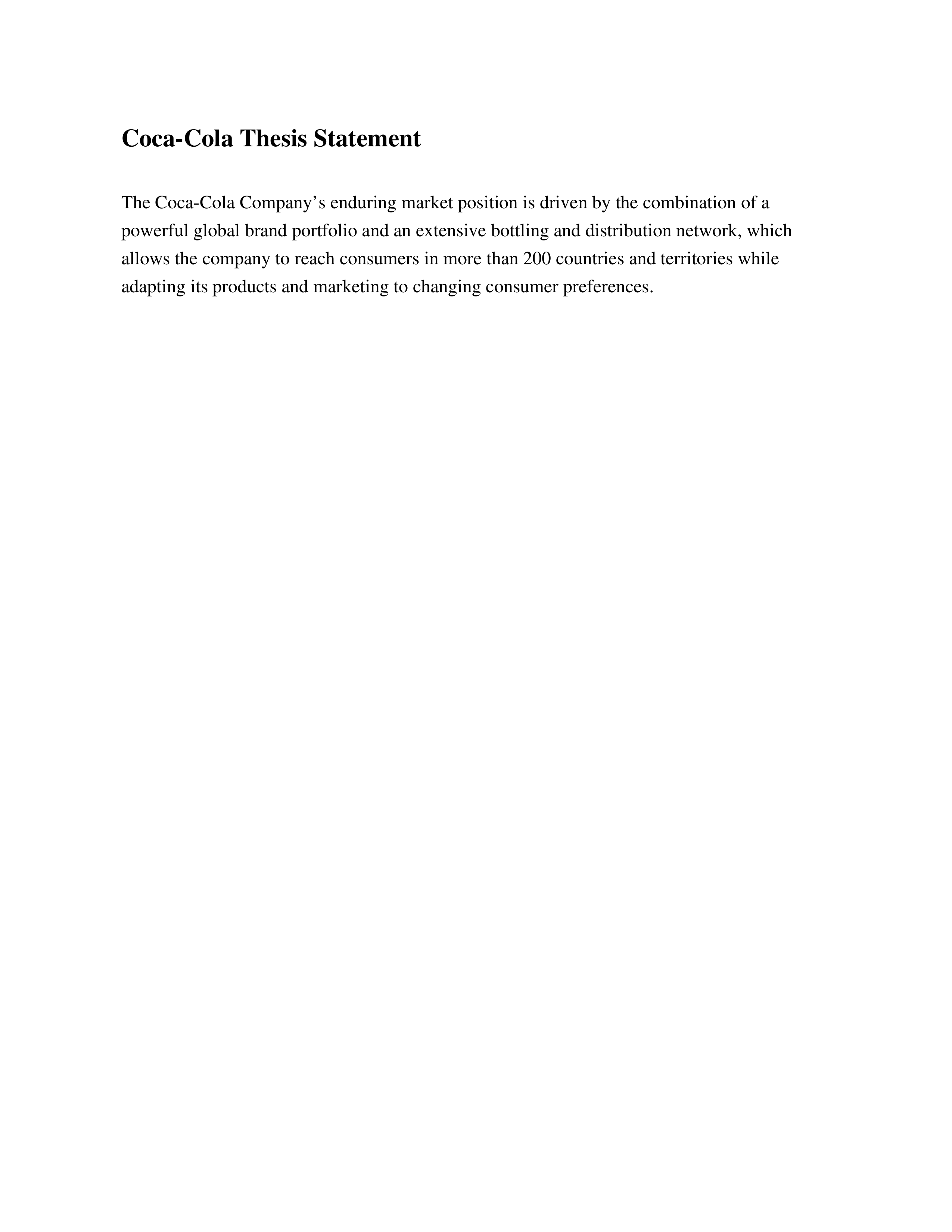 Coca-Cola Thesis Statement — page 1