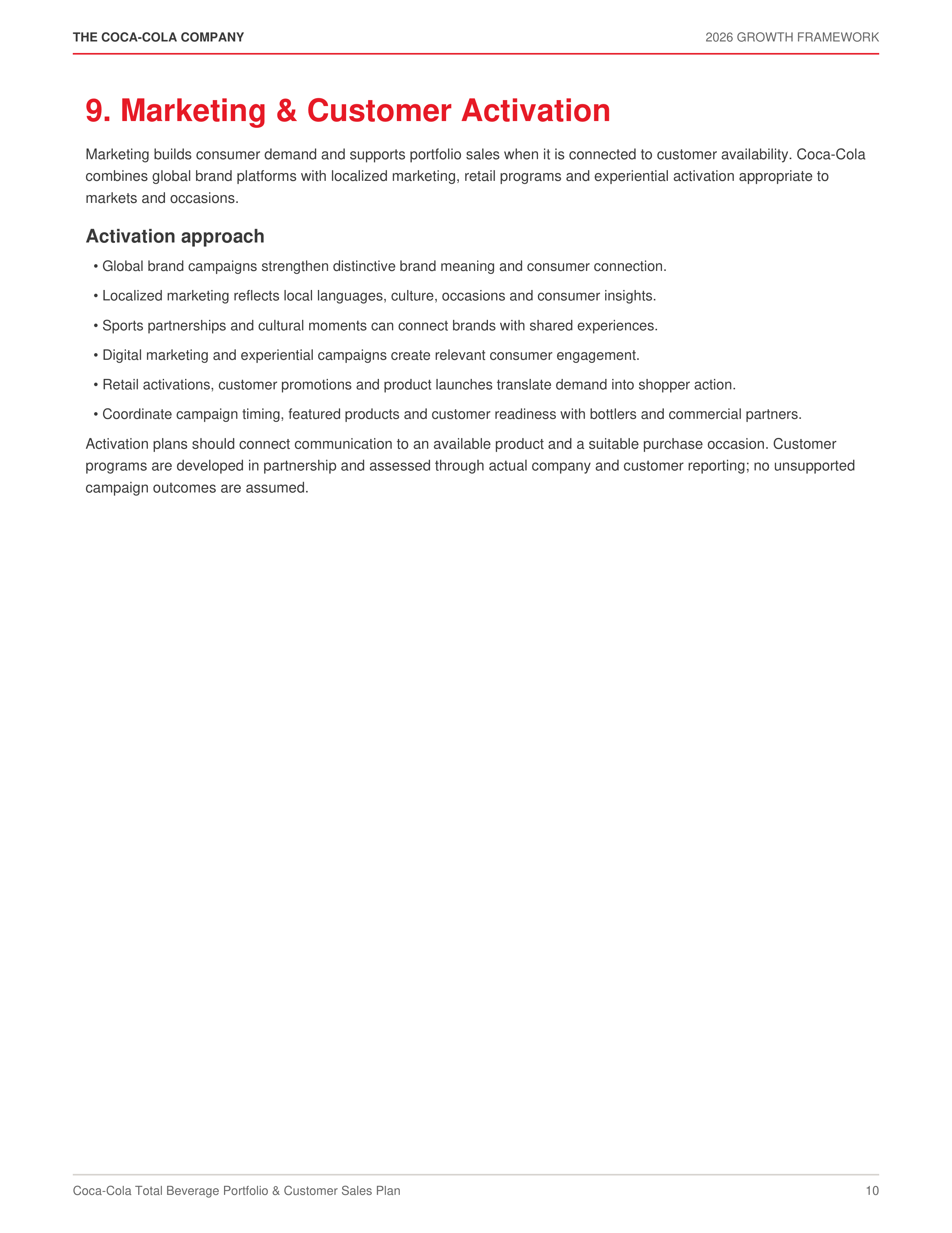 Coca-Cola Total Beverage Portfolio & Customer Sales Plan — page 10