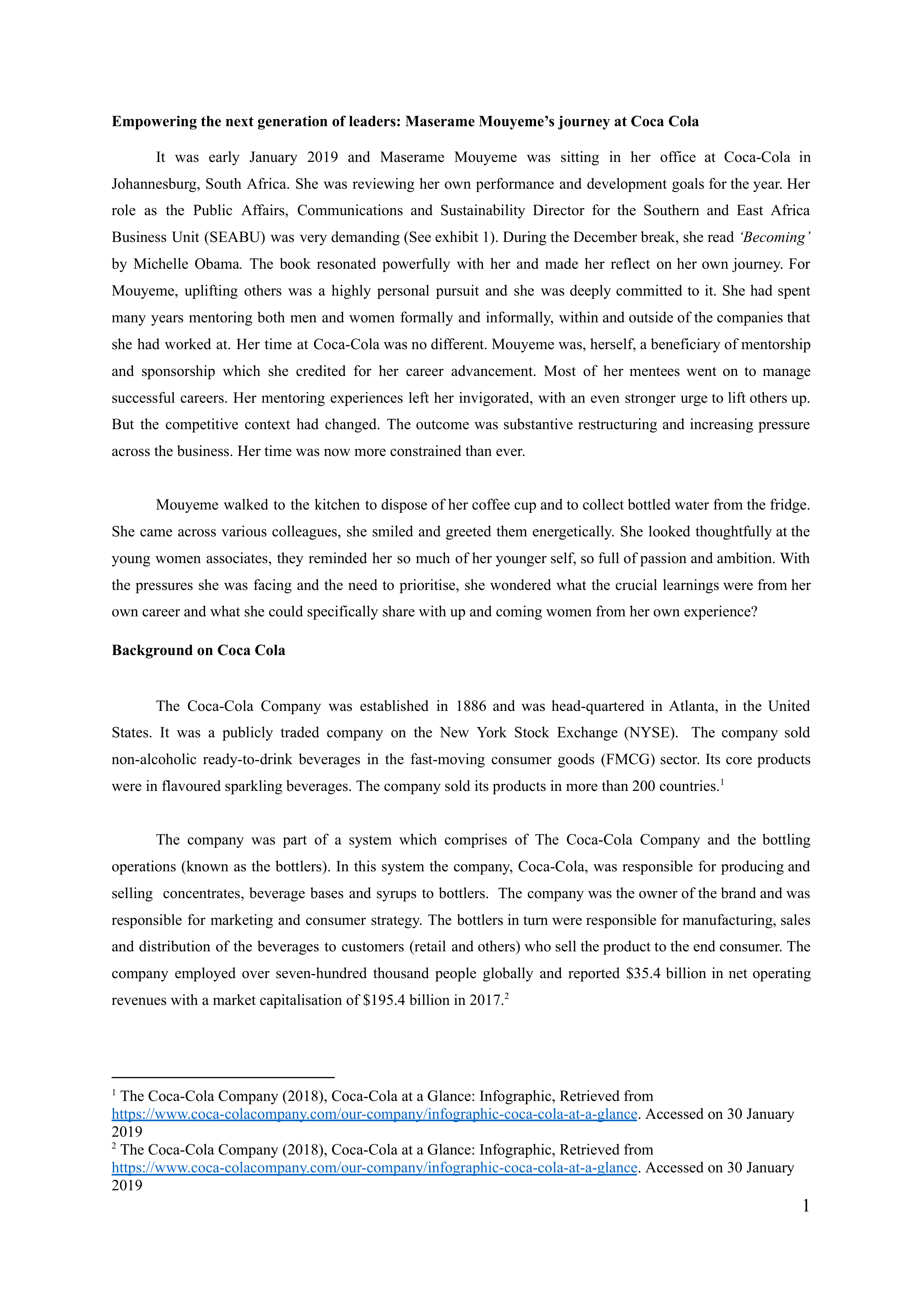 Coca Cola leadership skills — page 1