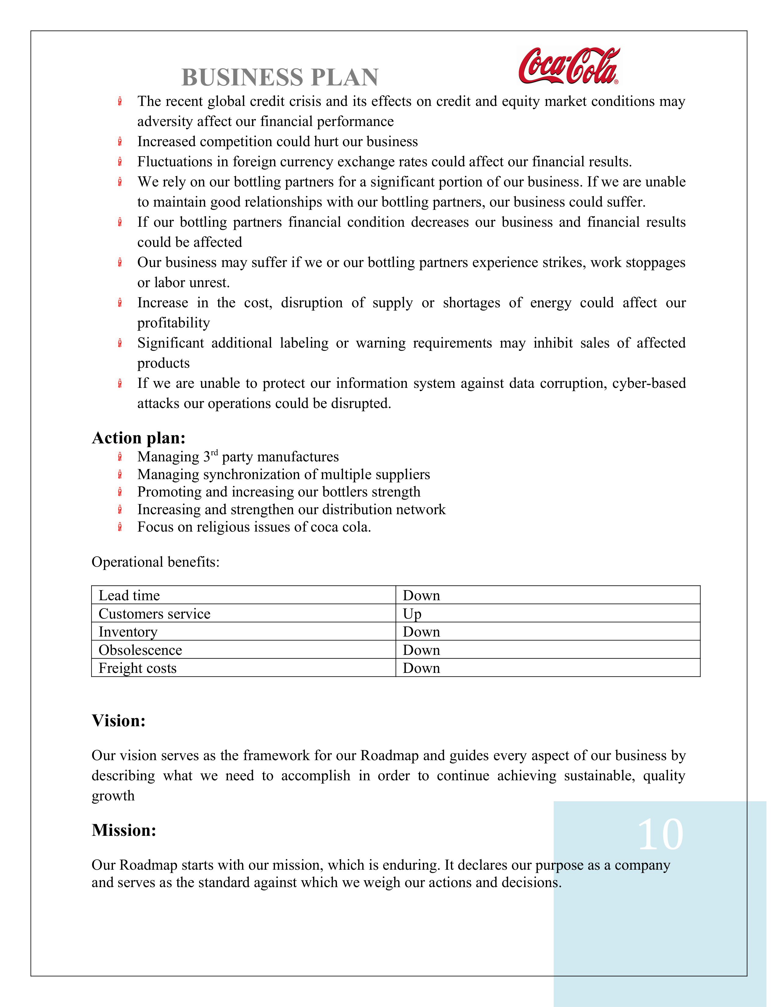 Coco Cola Business Plan — page 10