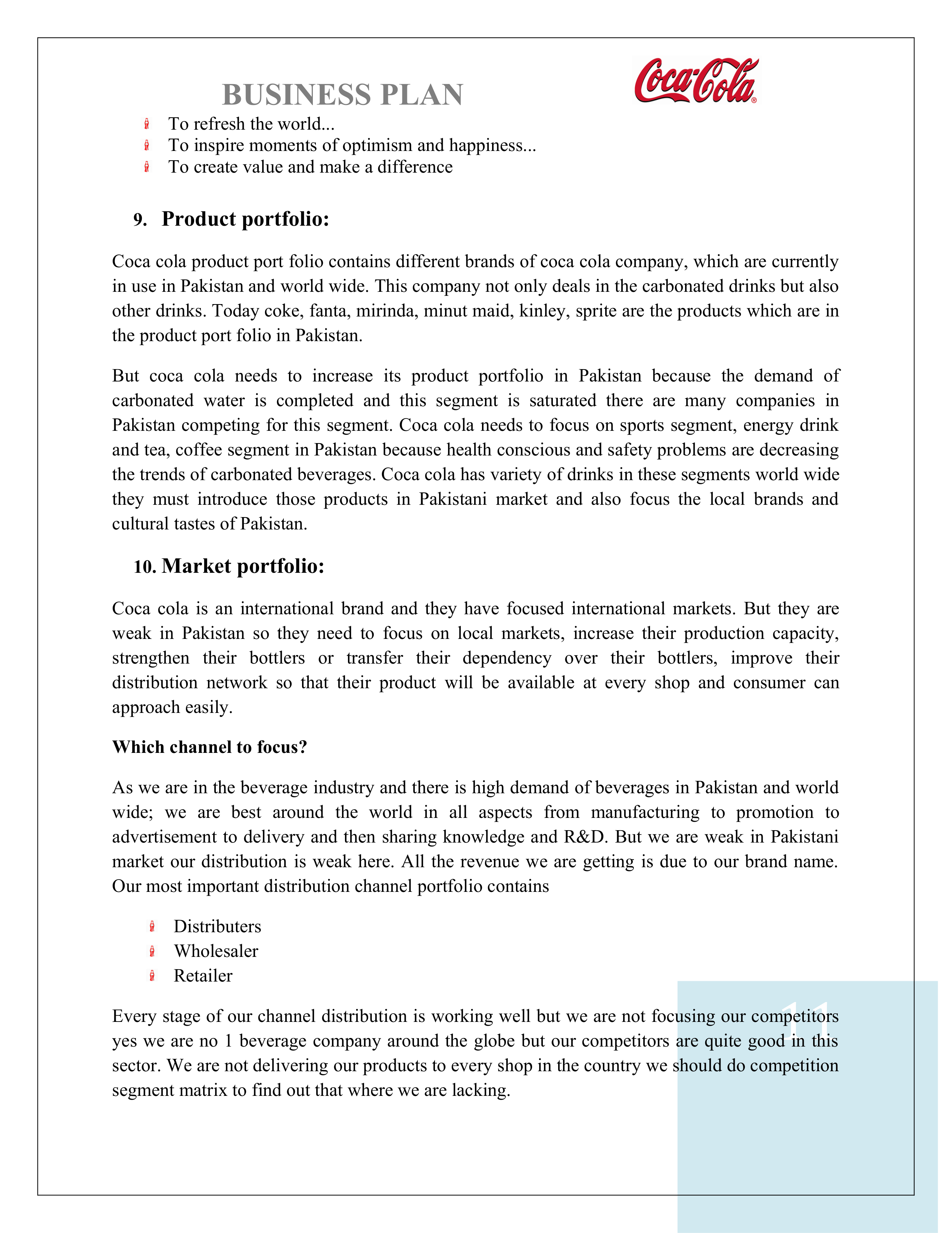 Coco Cola Business Plan — page 11