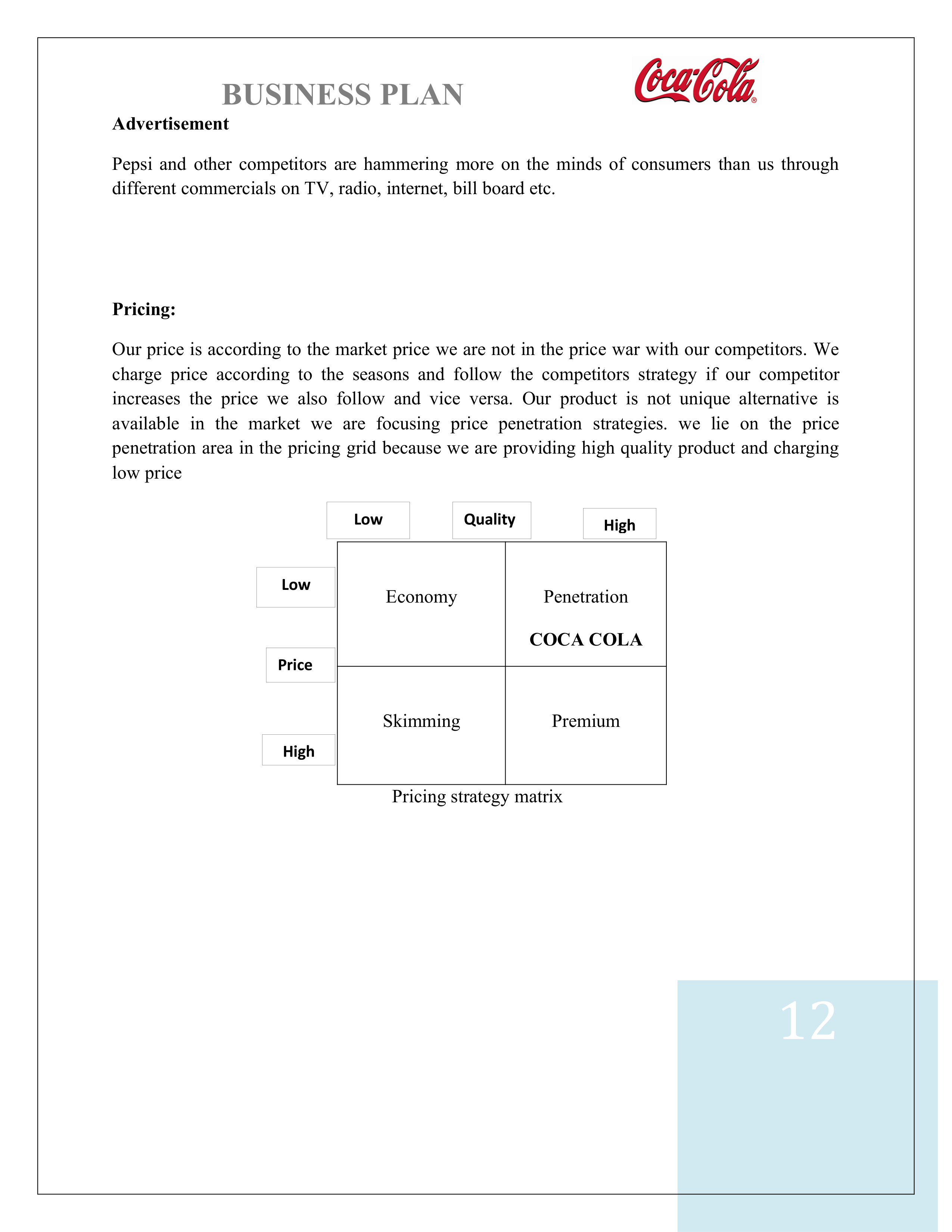 Coco Cola Business Plan — page 12