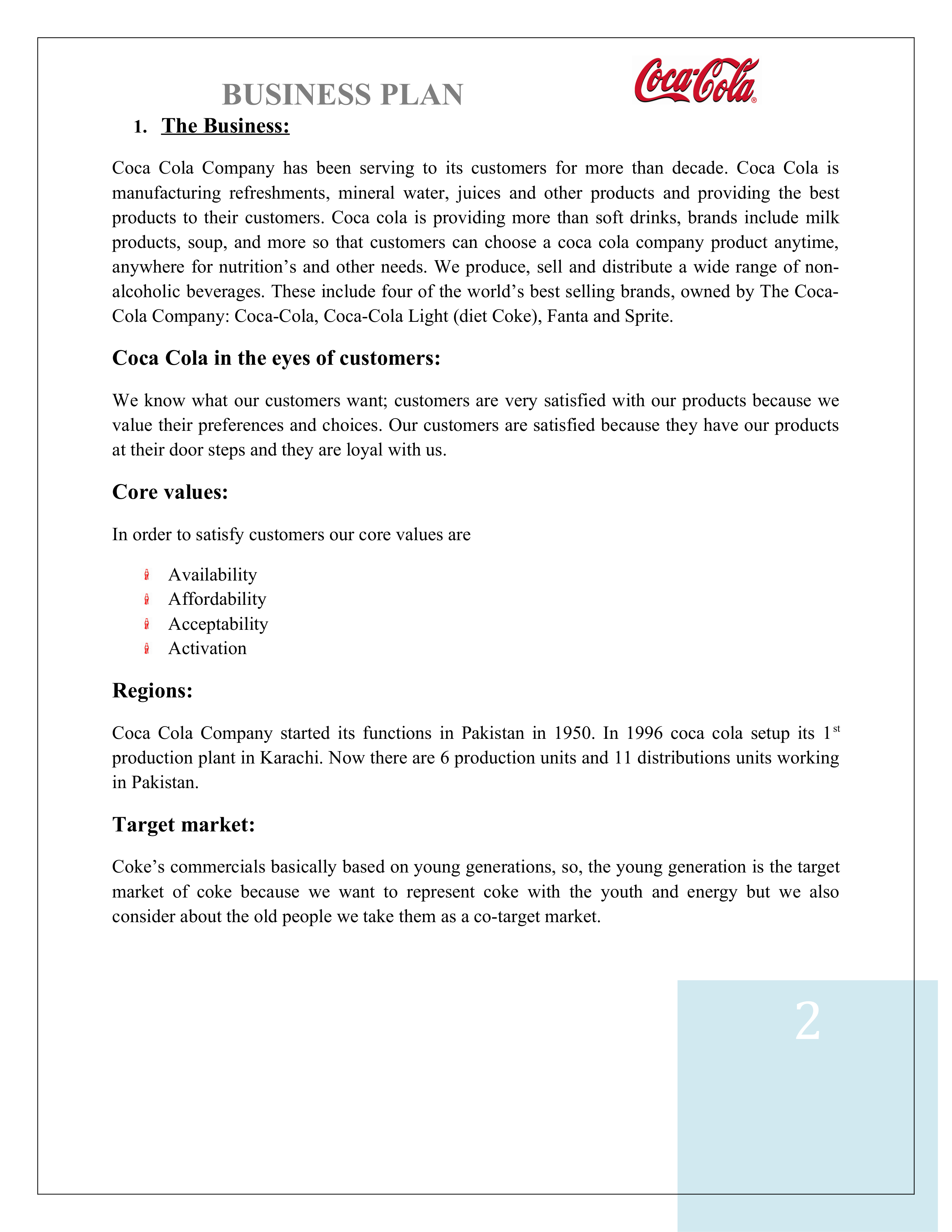 Coco Cola Business Plan — page 2