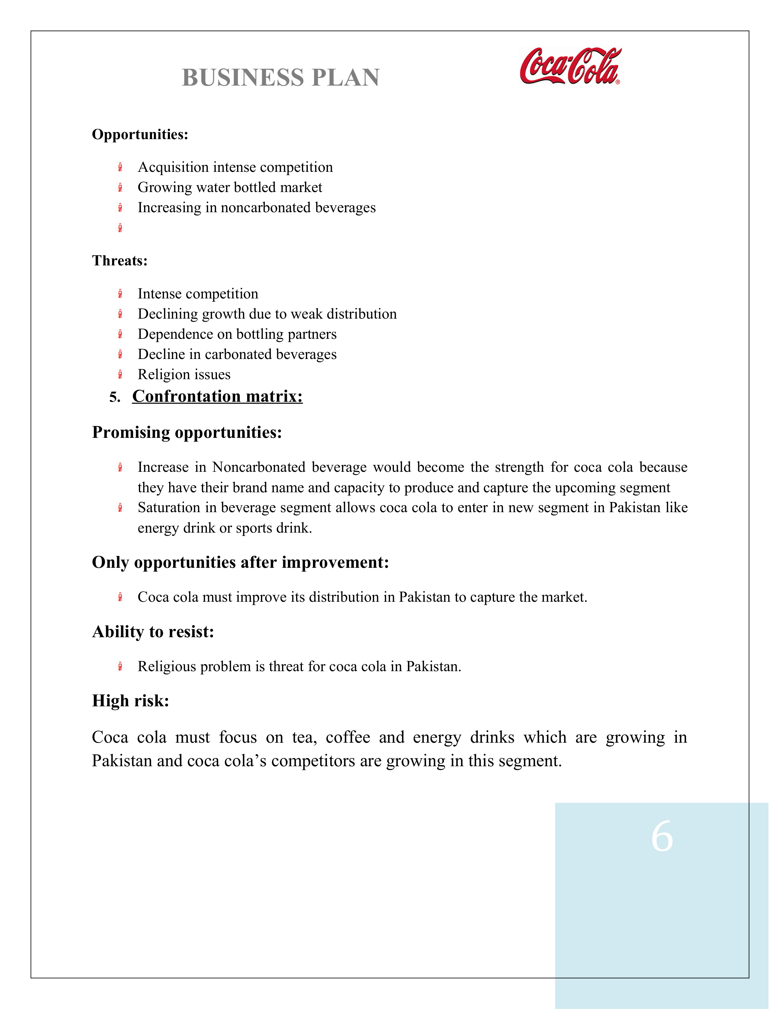 Coco Cola Business Plan — page 6