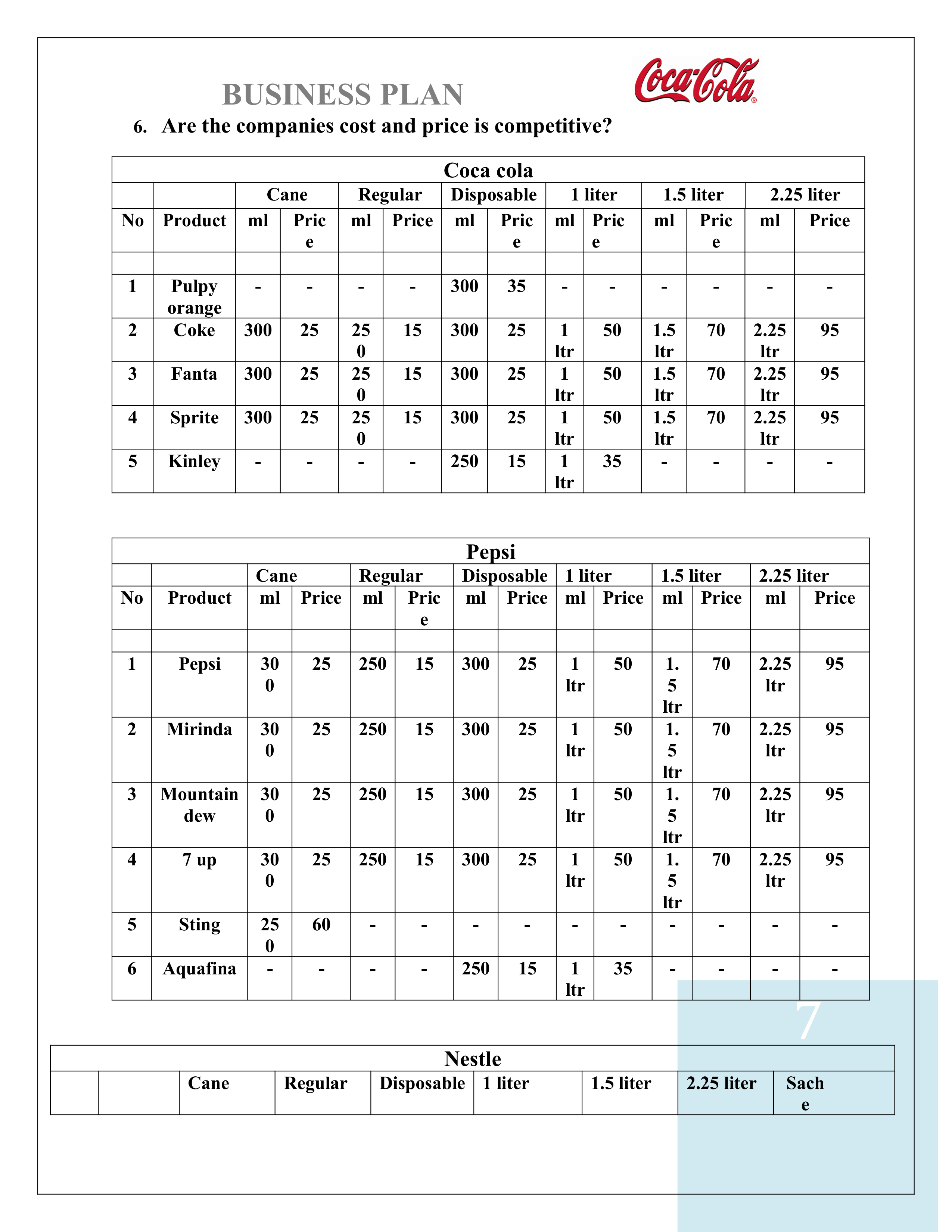 Coco Cola Business Plan — page 7