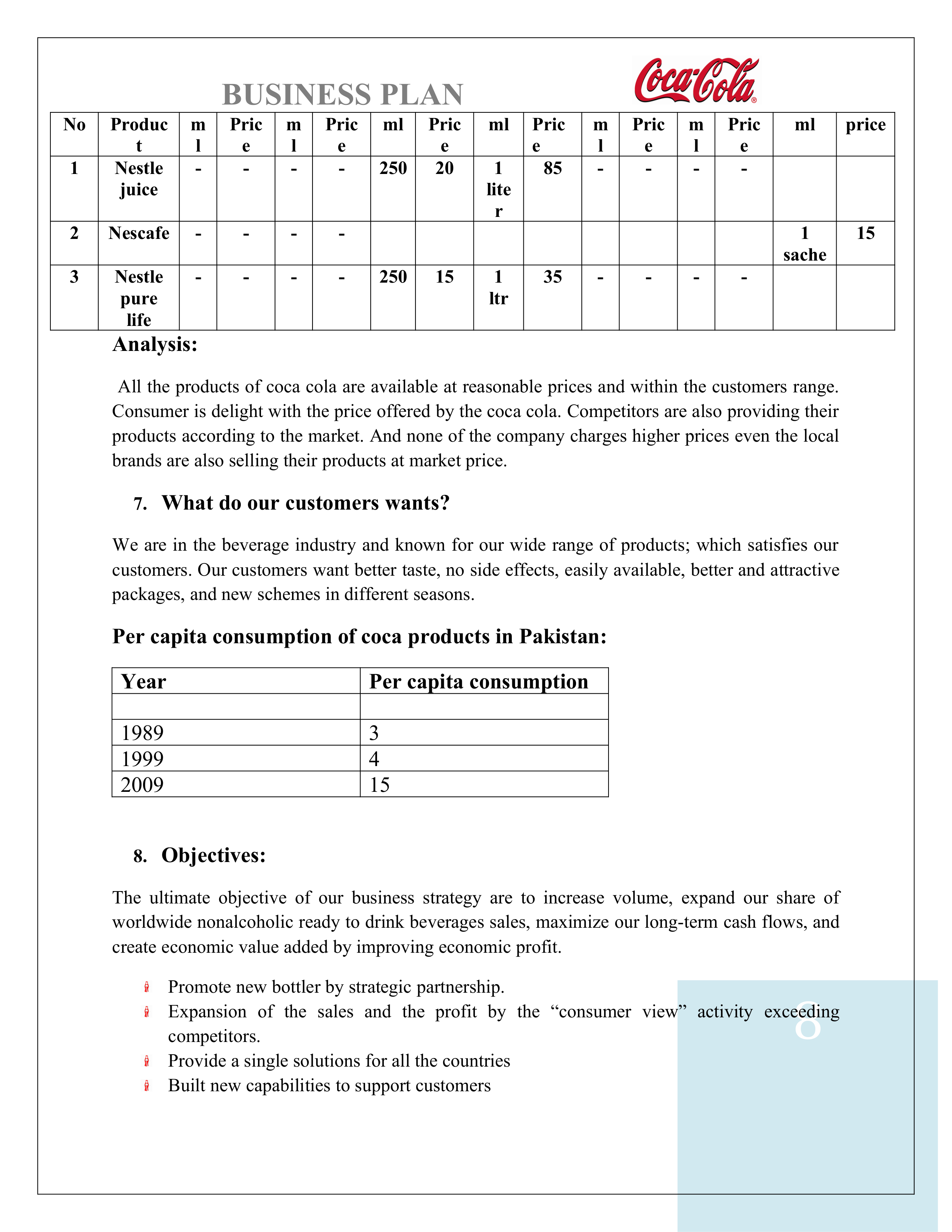 Coco Cola Business Plan — page 8