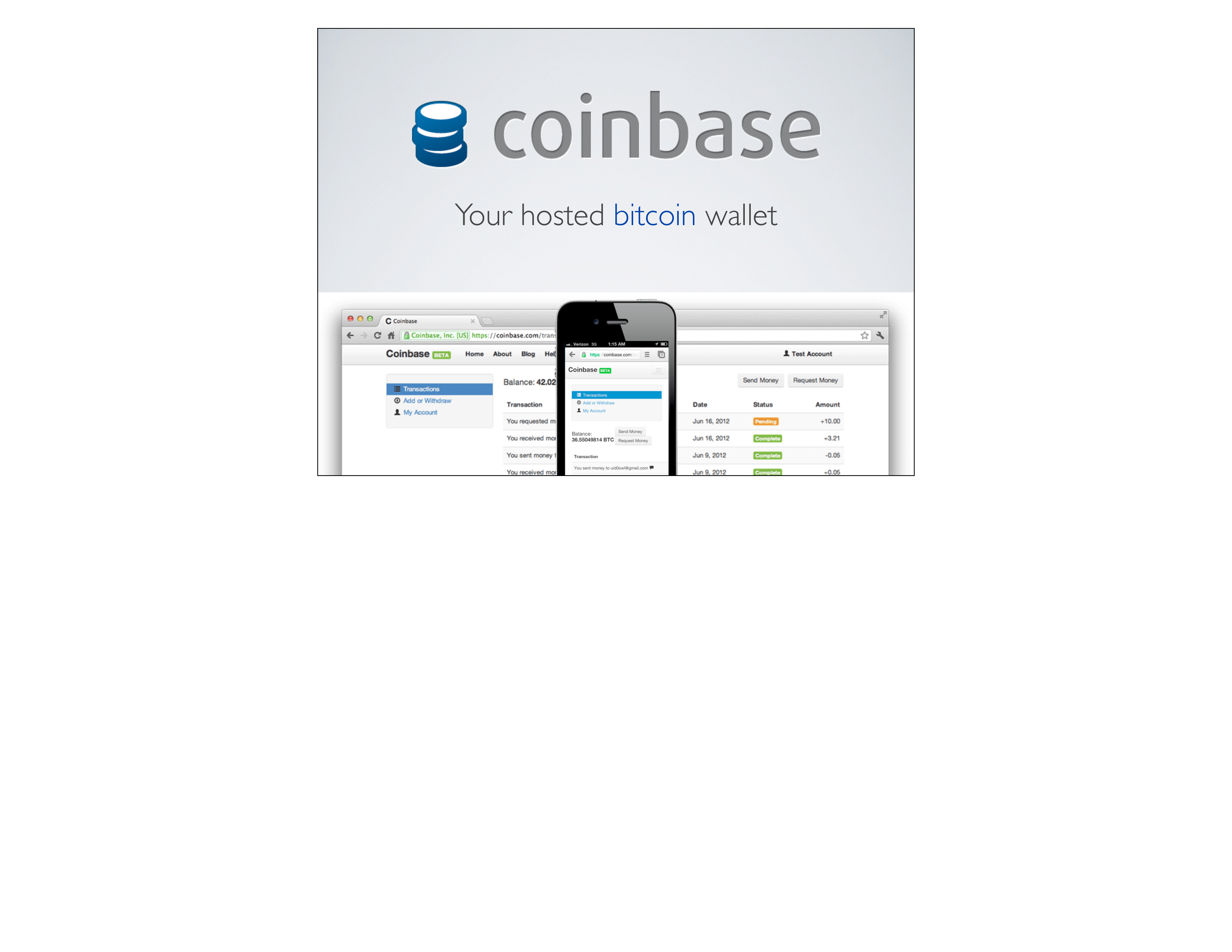 Coinbase Pitch Deck  — page 1