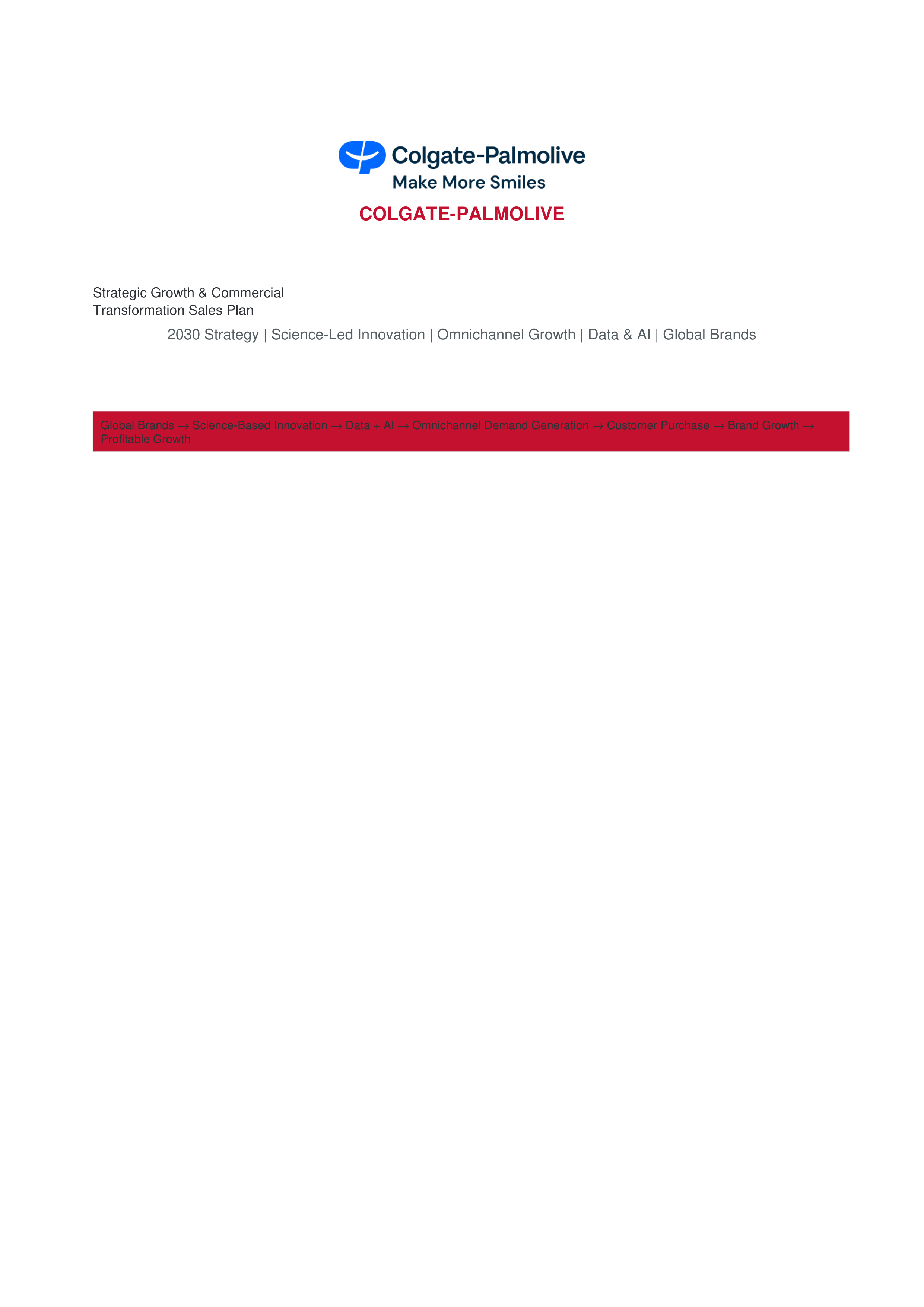 Colgate-Palmolive Strategic Growth & Commercial Transformation Sales Plan — page 1