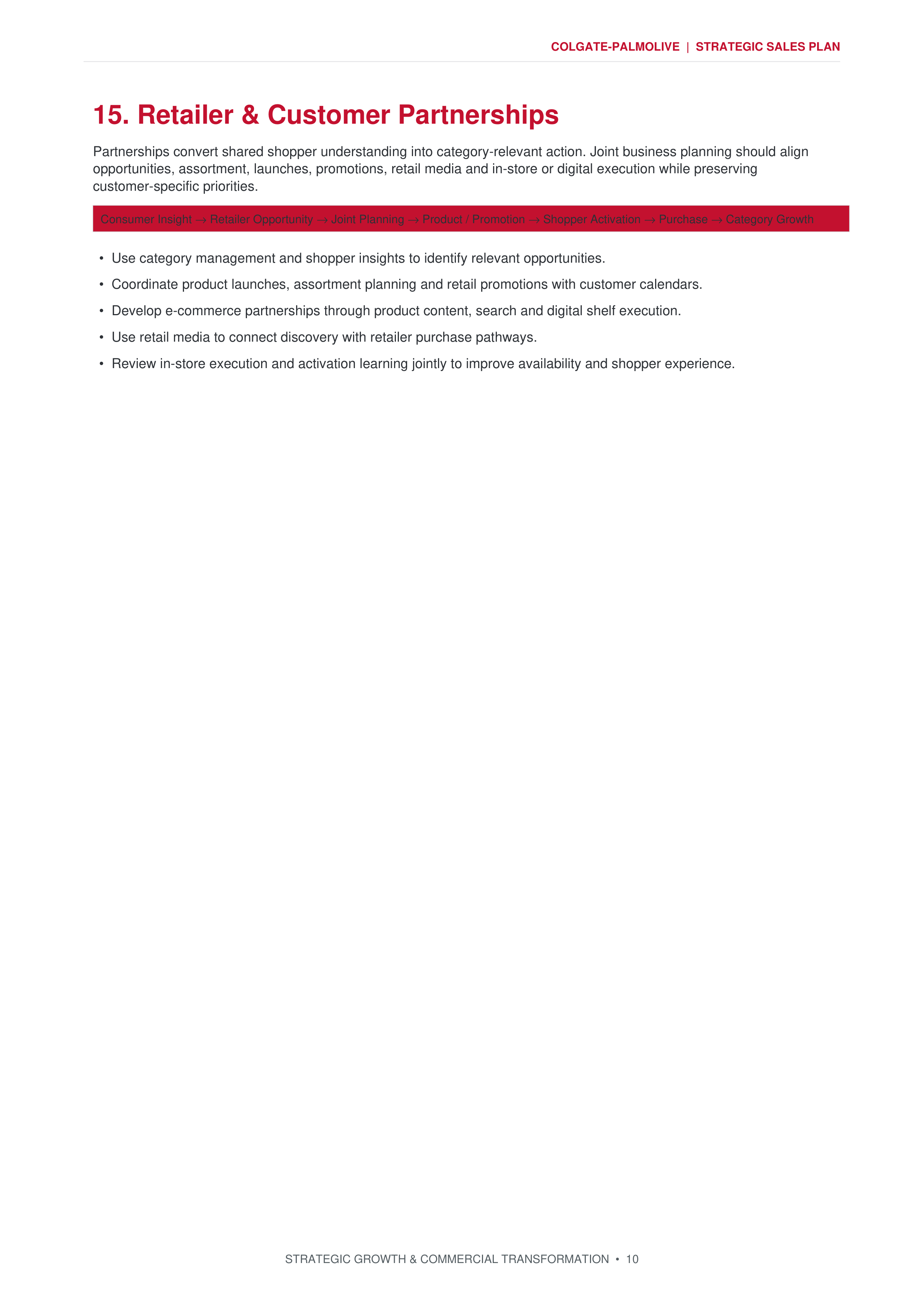 Colgate-Palmolive Strategic Growth & Commercial Transformation Sales Plan — page 10