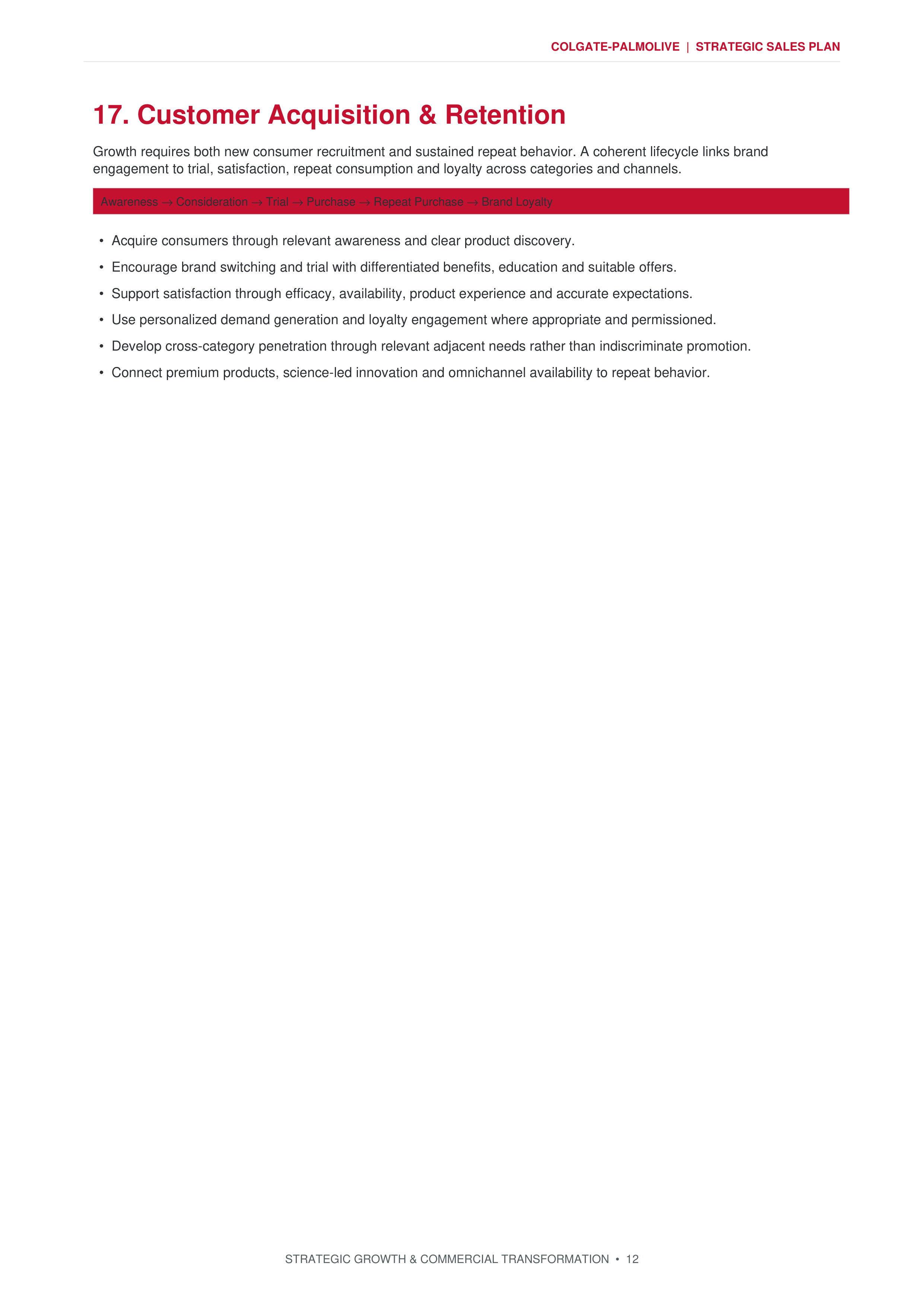 Colgate-Palmolive Strategic Growth & Commercial Transformation Sales Plan — page 12