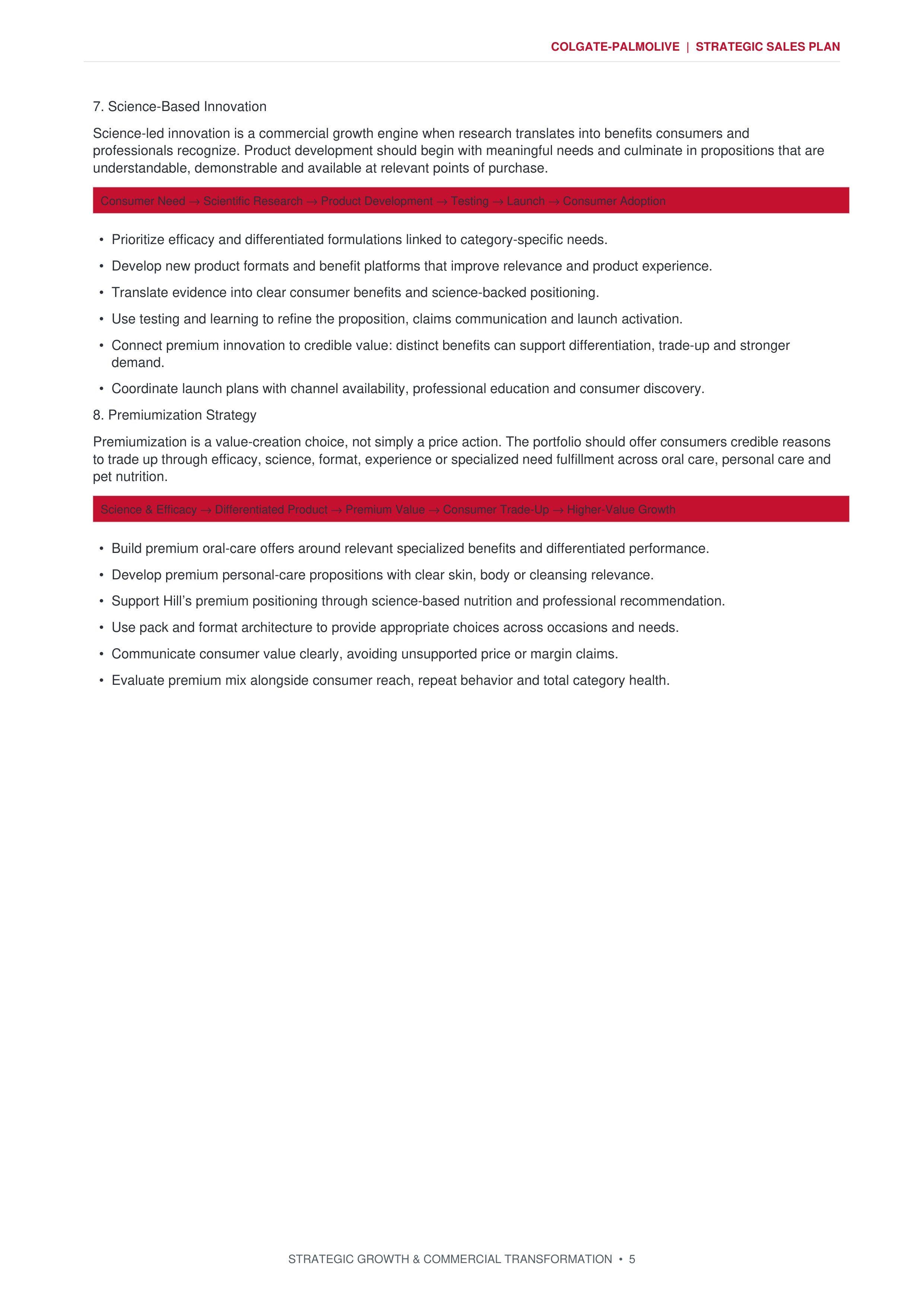 Colgate-Palmolive Strategic Growth & Commercial Transformation Sales Plan — page 5