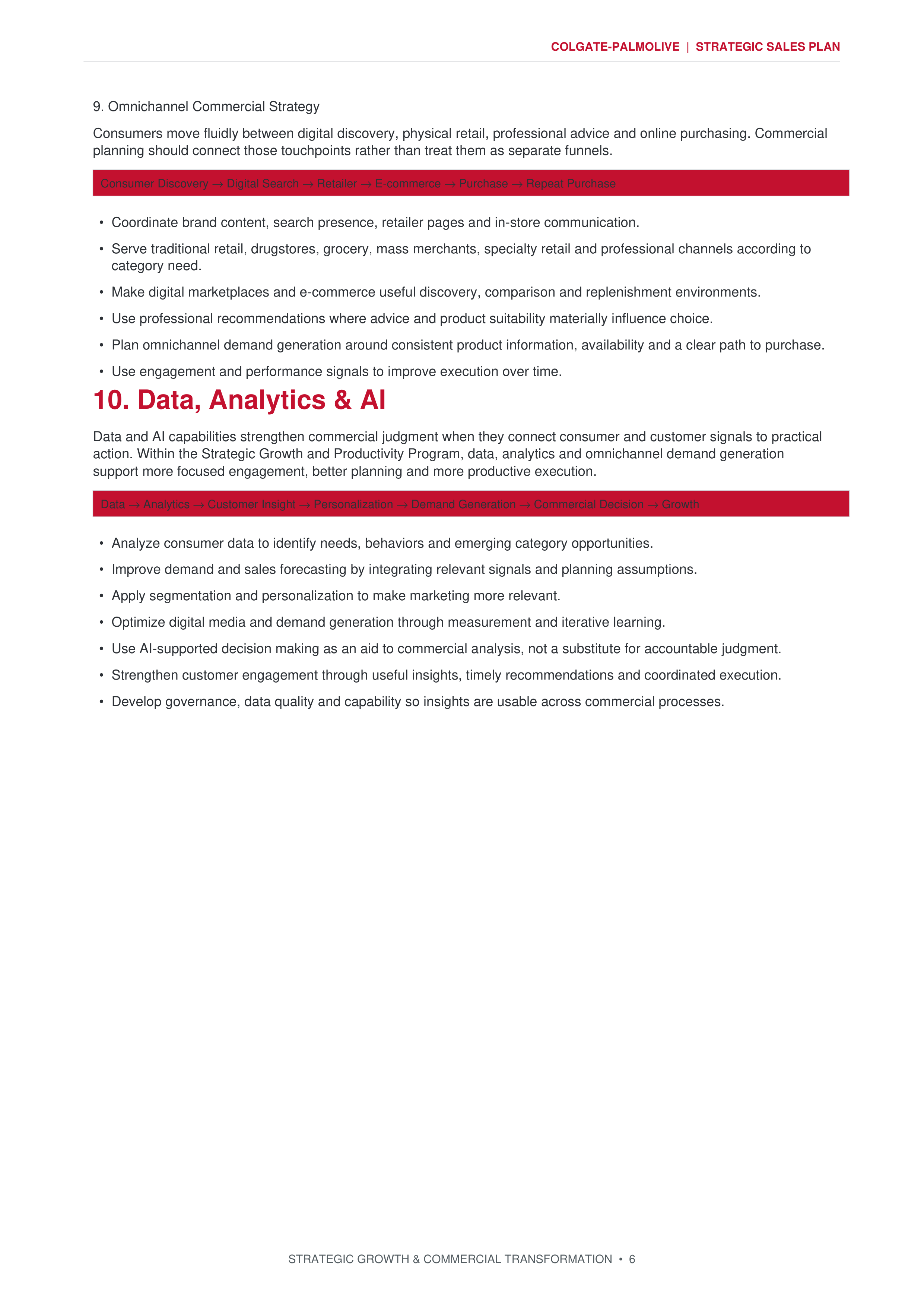 Colgate-Palmolive Strategic Growth & Commercial Transformation Sales Plan — page 6