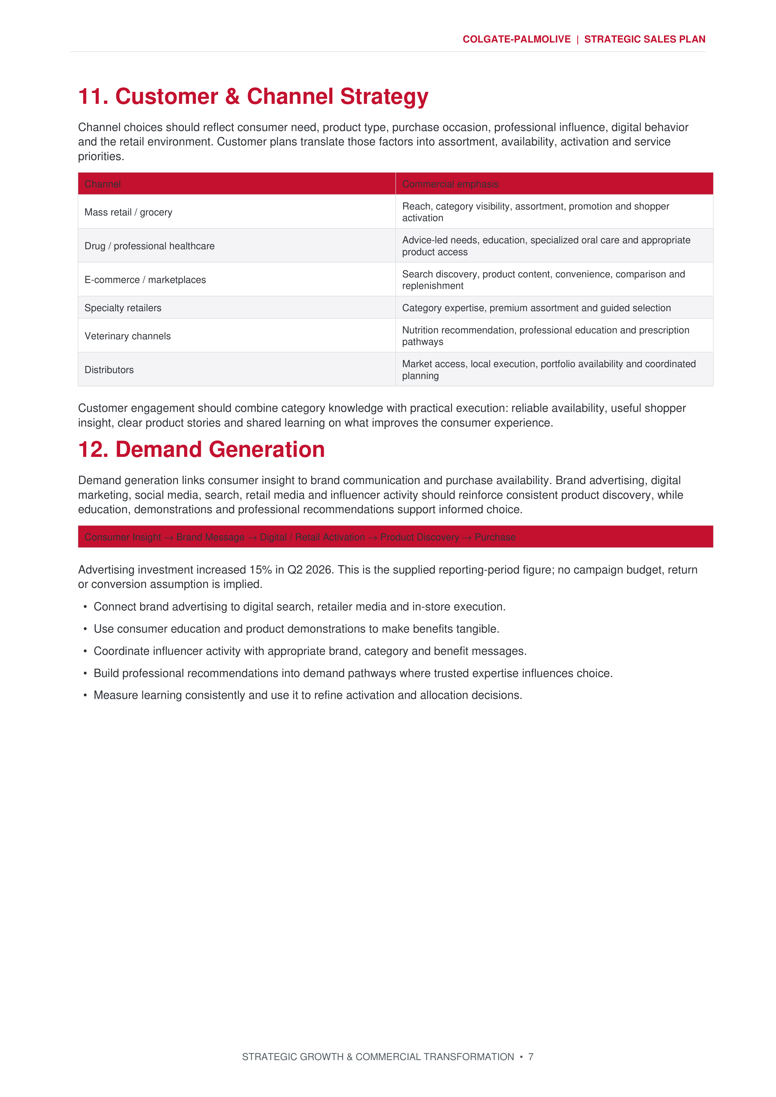 Colgate-Palmolive Strategic Growth & Commercial Transformation Sales Plan — page 7
