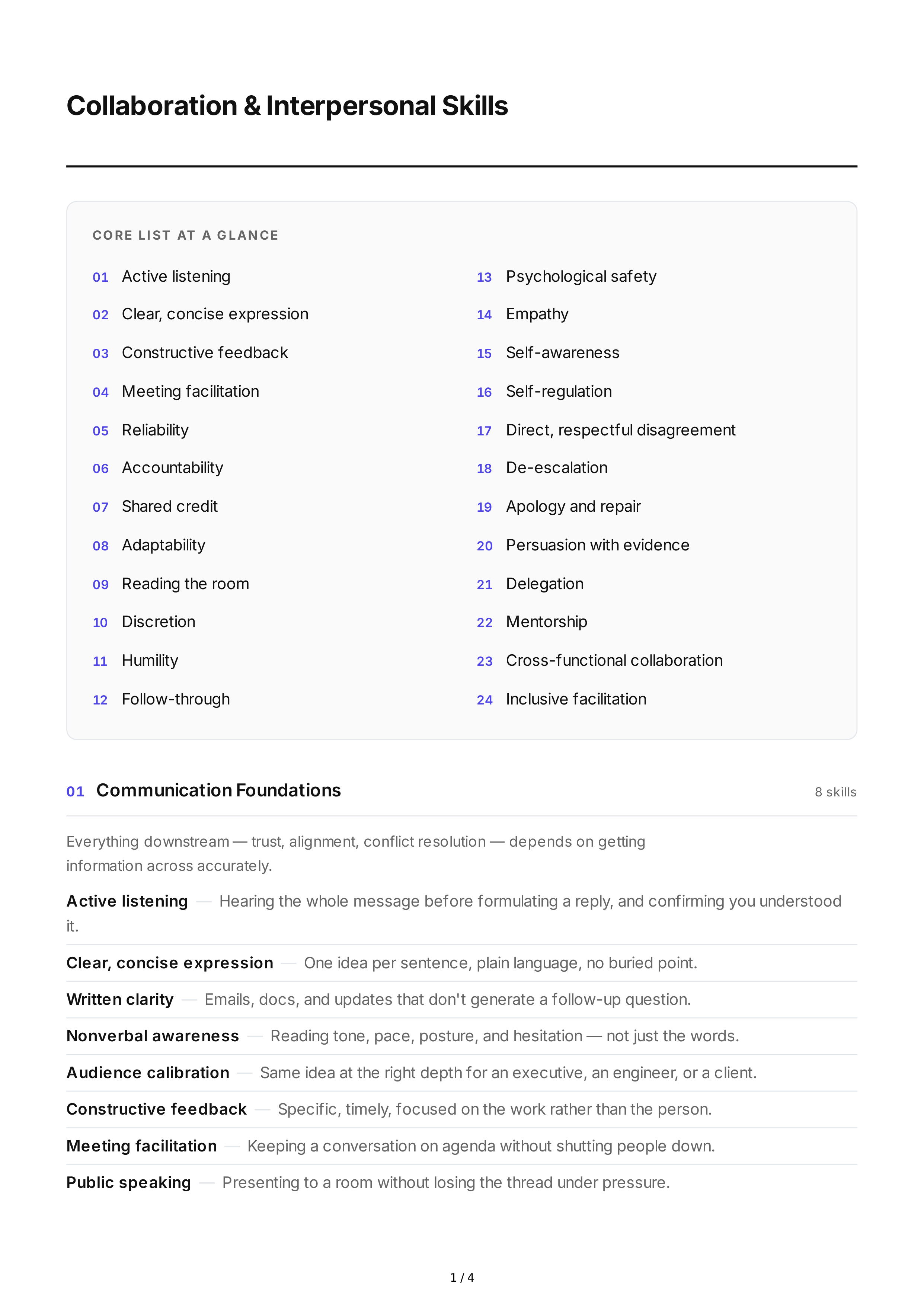 Collaboration Interpersonal Skills — page 1